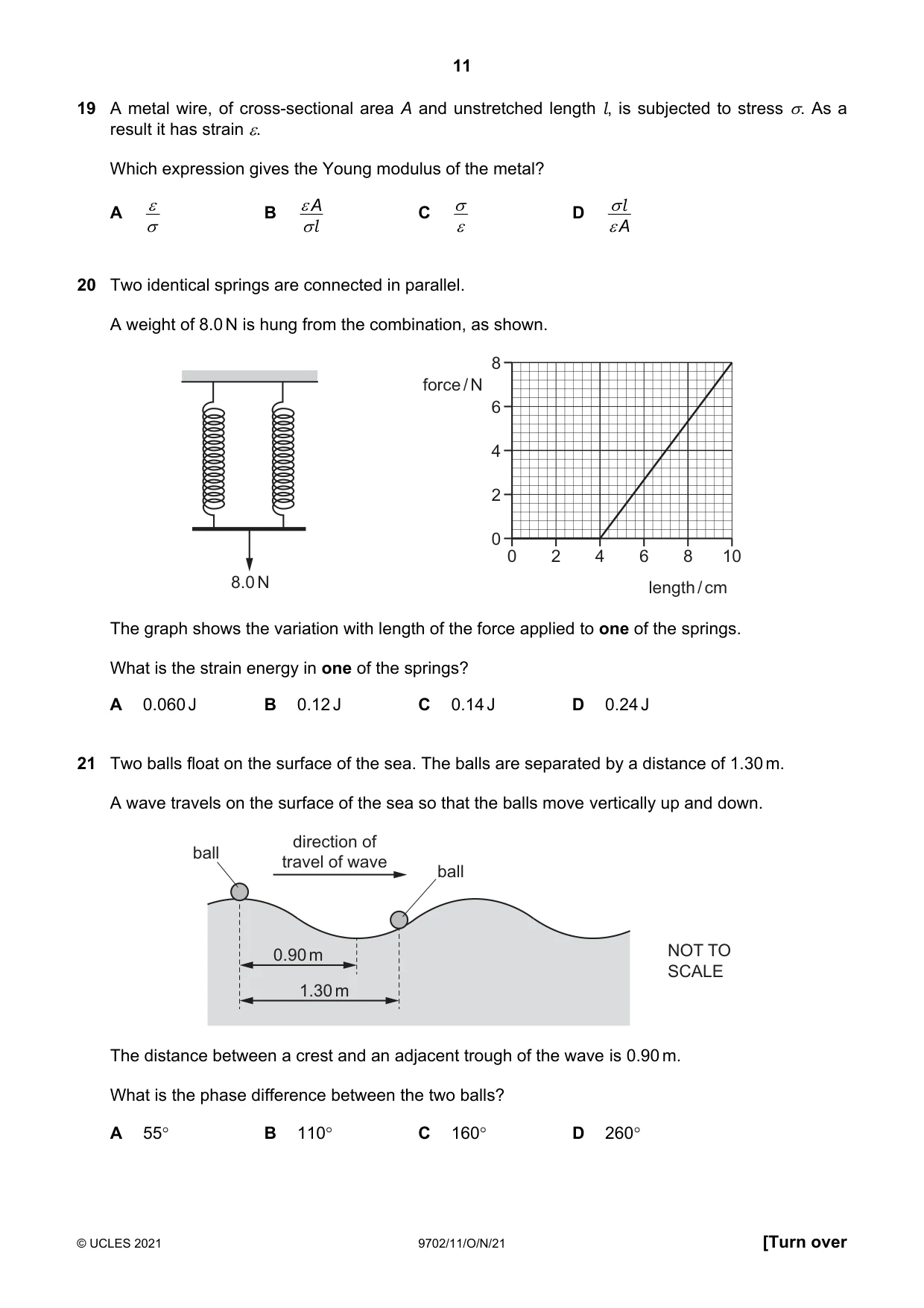 Cambridge A Level Physics 9702 2021 Oct/Nov Paper 1 · Variant 1 question paper, page 11 of 20