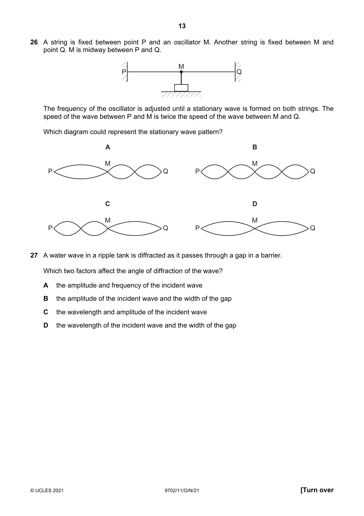 Cambridge A Level Physics 9702 2021 Oct/Nov Paper 1 · Variant 1 question paper, page 13 of 20