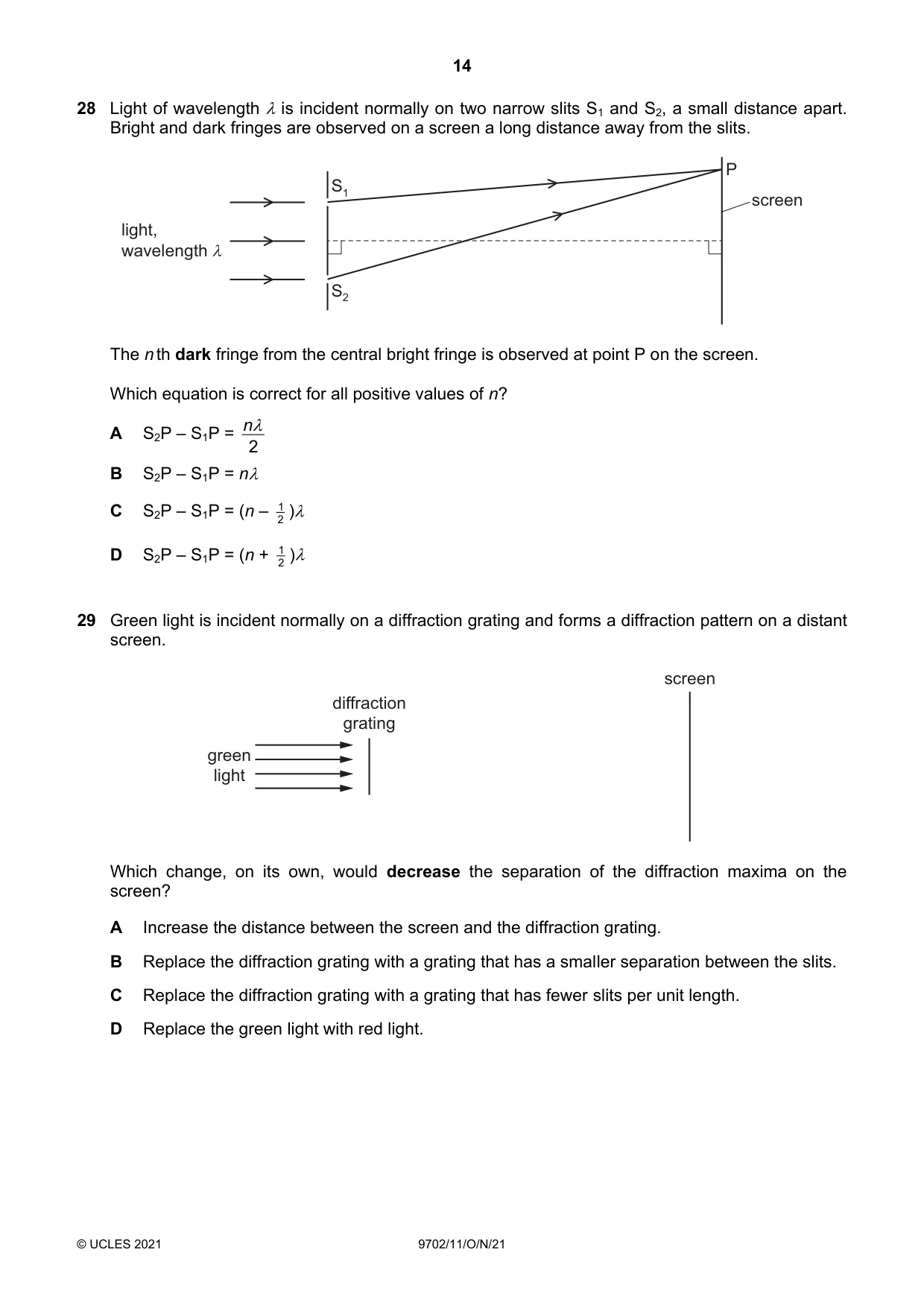 Cambridge A Level Physics 9702 2021 Oct/Nov Paper 1 · Variant 1 question paper, page 14 of 20