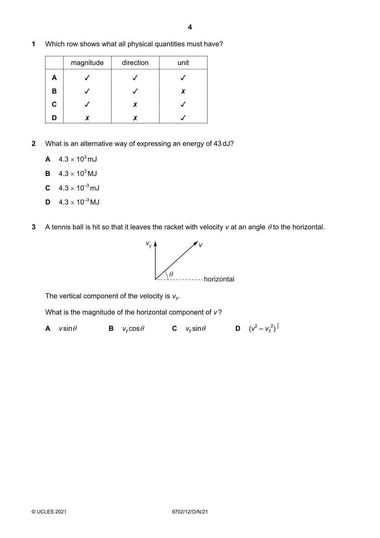 Cambridge A Level Physics 9702 2021 Oct/Nov Paper 1 · Variant 2 question paper, page 4 of 24