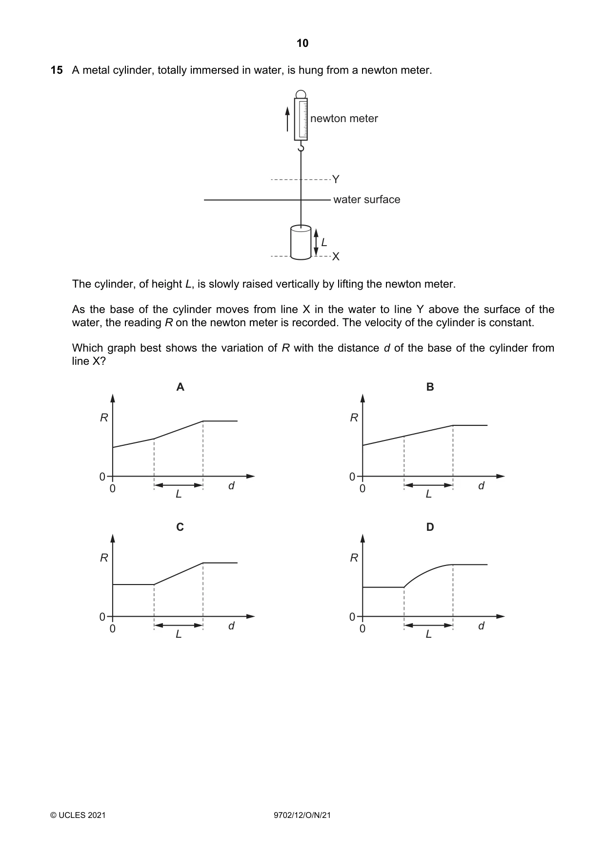 Cambridge A Level Physics 9702 2021 Oct/Nov Paper 1 · Variant 2 question paper, page 10 of 24