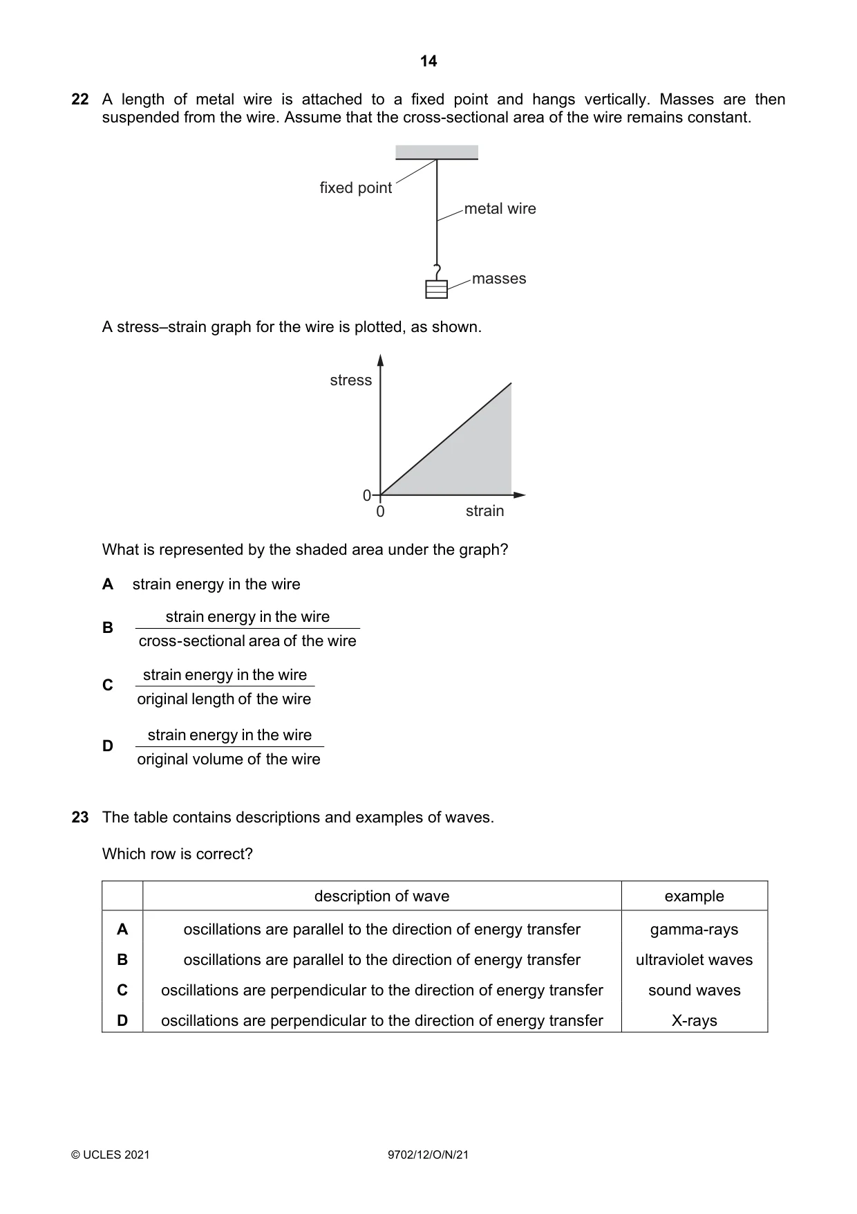 Cambridge A Level Physics 9702 2021 Oct/Nov Paper 1 · Variant 2 question paper, page 14 of 24
