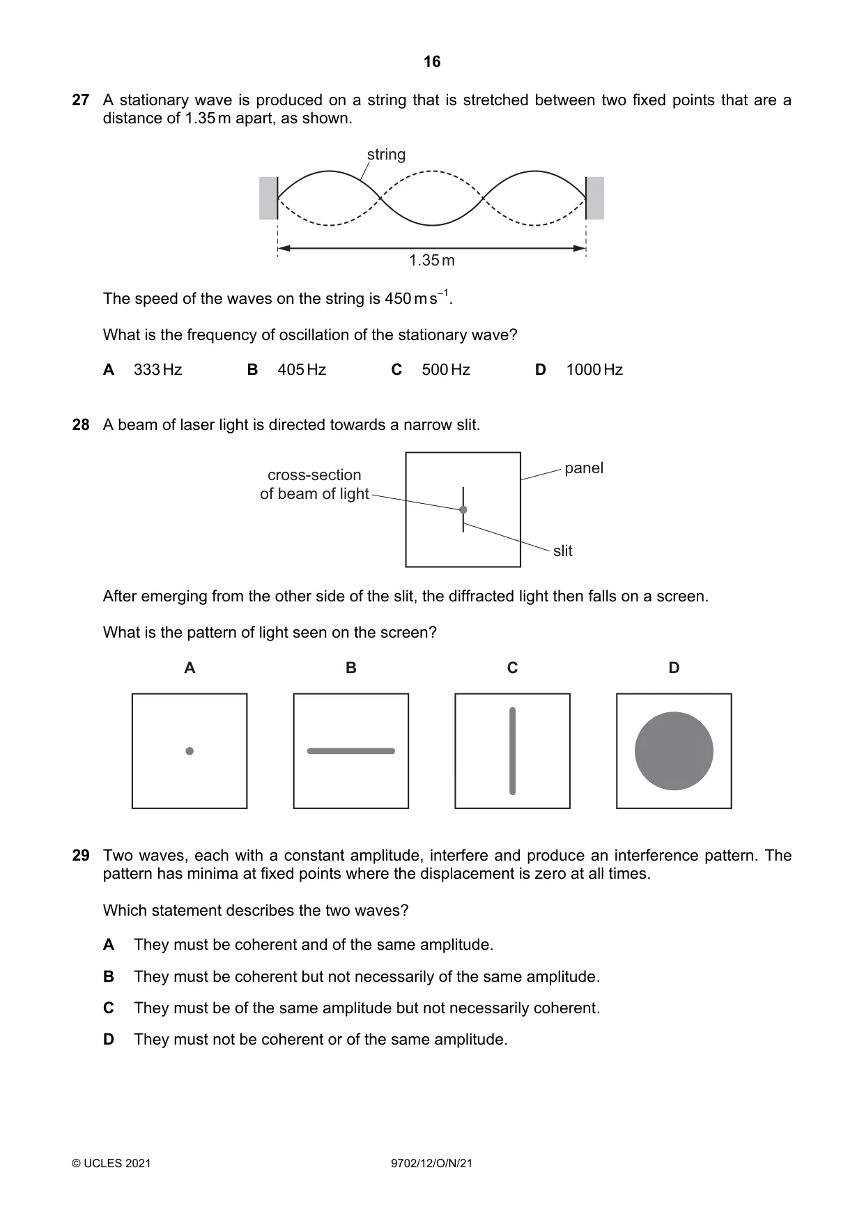 Cambridge A Level Physics 9702 2021 Oct/Nov Paper 1 · Variant 2 question paper, page 16 of 24