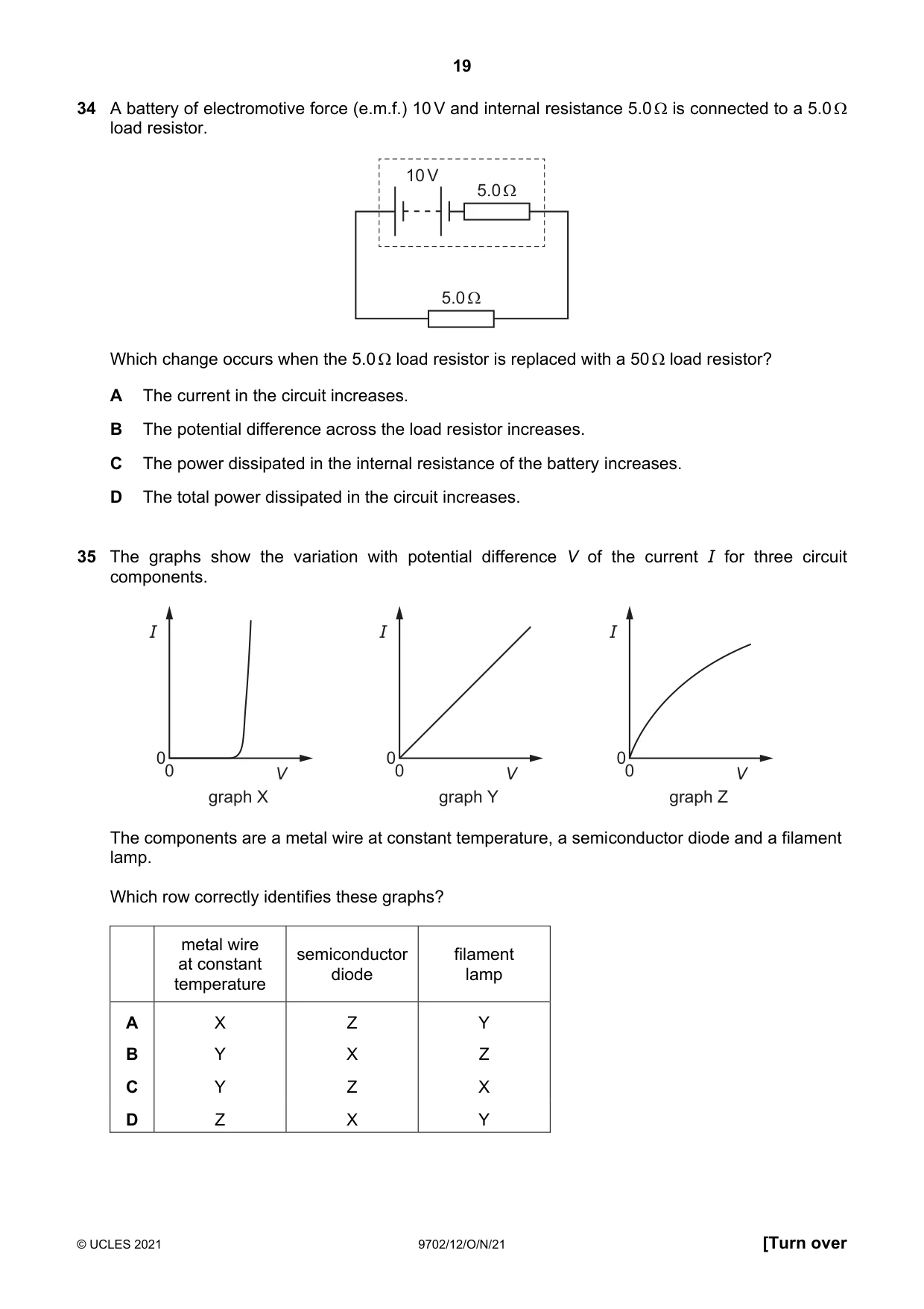 Cambridge A Level Physics 9702 2021 Oct/Nov Paper 1 · Variant 2 question paper, page 19 of 24