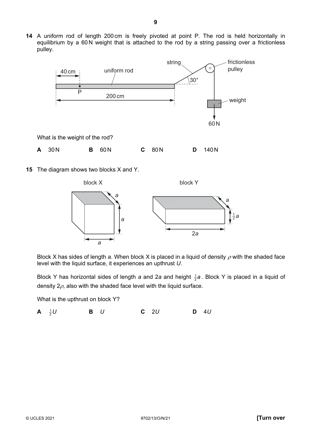 Cambridge A Level Physics 9702 2021 Oct/Nov Paper 1 · Variant 3 question paper, page 9 of 20