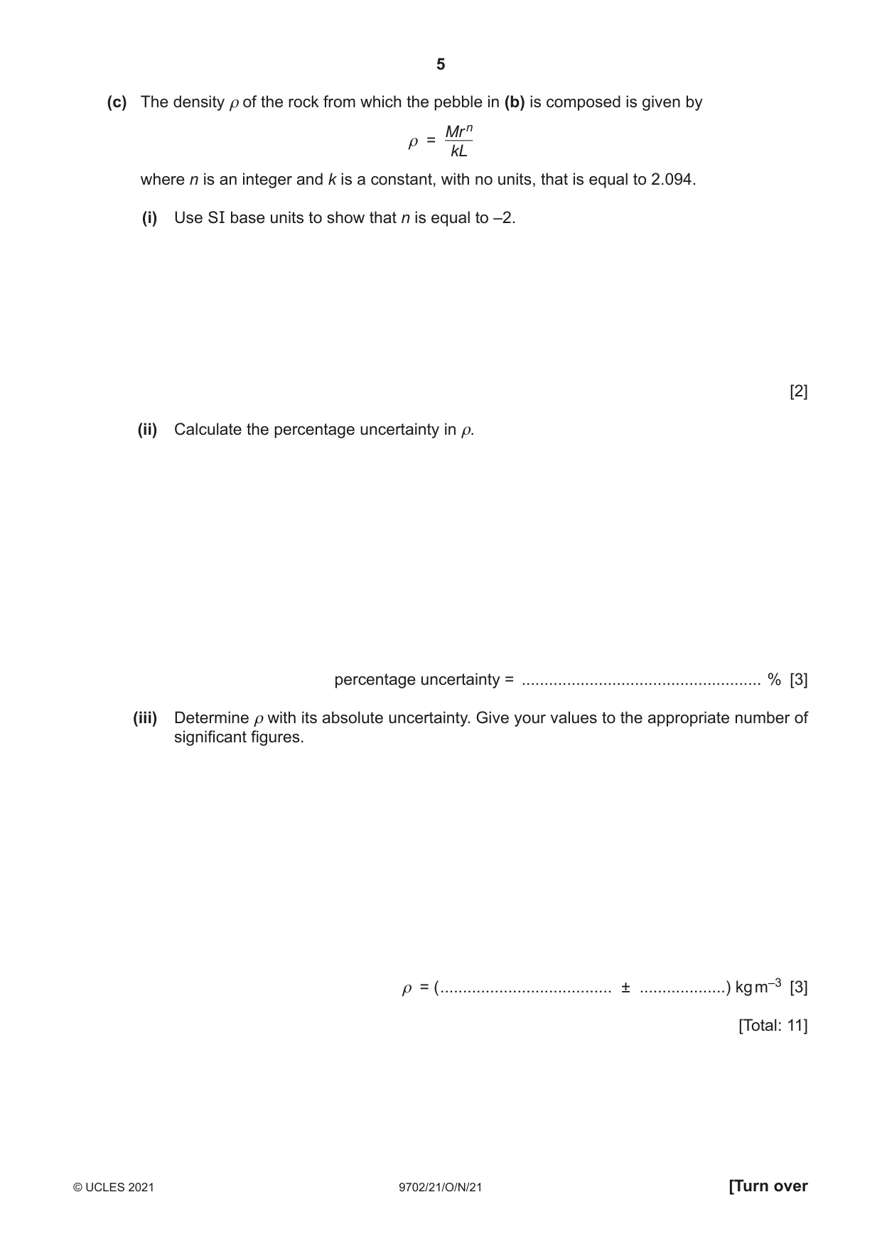 Cambridge A Level Physics 9702 2021 Oct/Nov Paper 2 · Variant 1 question paper, page 5 of 16
