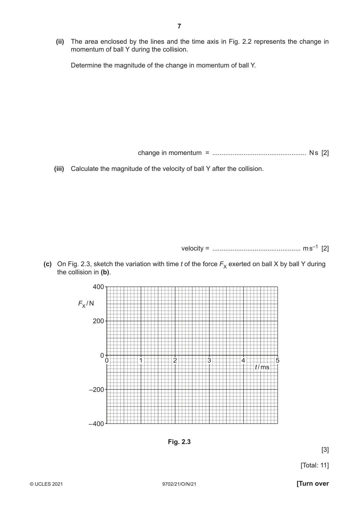 Cambridge A Level Physics 9702 2021 Oct/Nov Paper 2 · Variant 1 question paper, page 7 of 16
