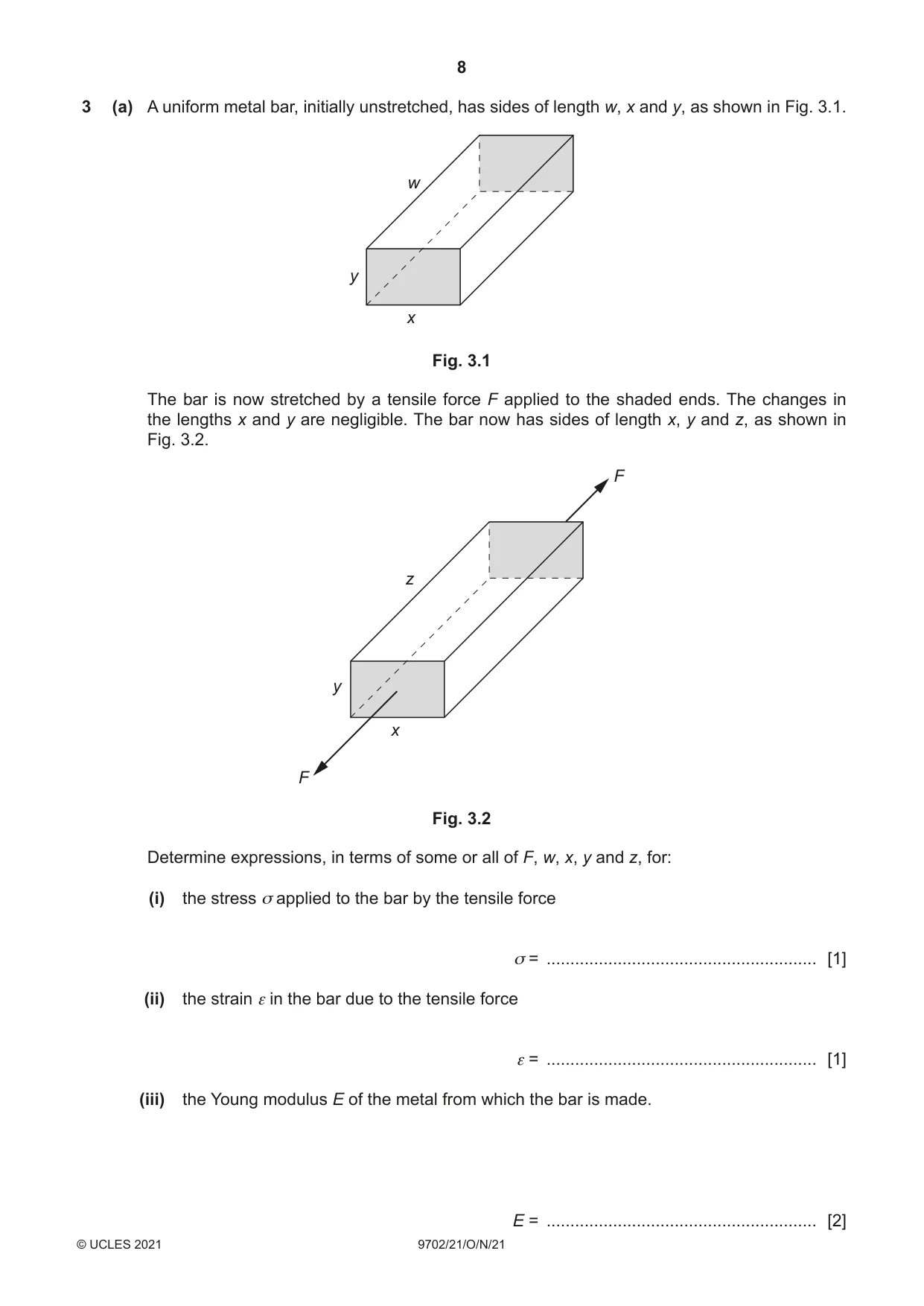 Cambridge A Level Physics 9702 2021 Oct/Nov Paper 2 · Variant 1 question paper, page 8 of 16