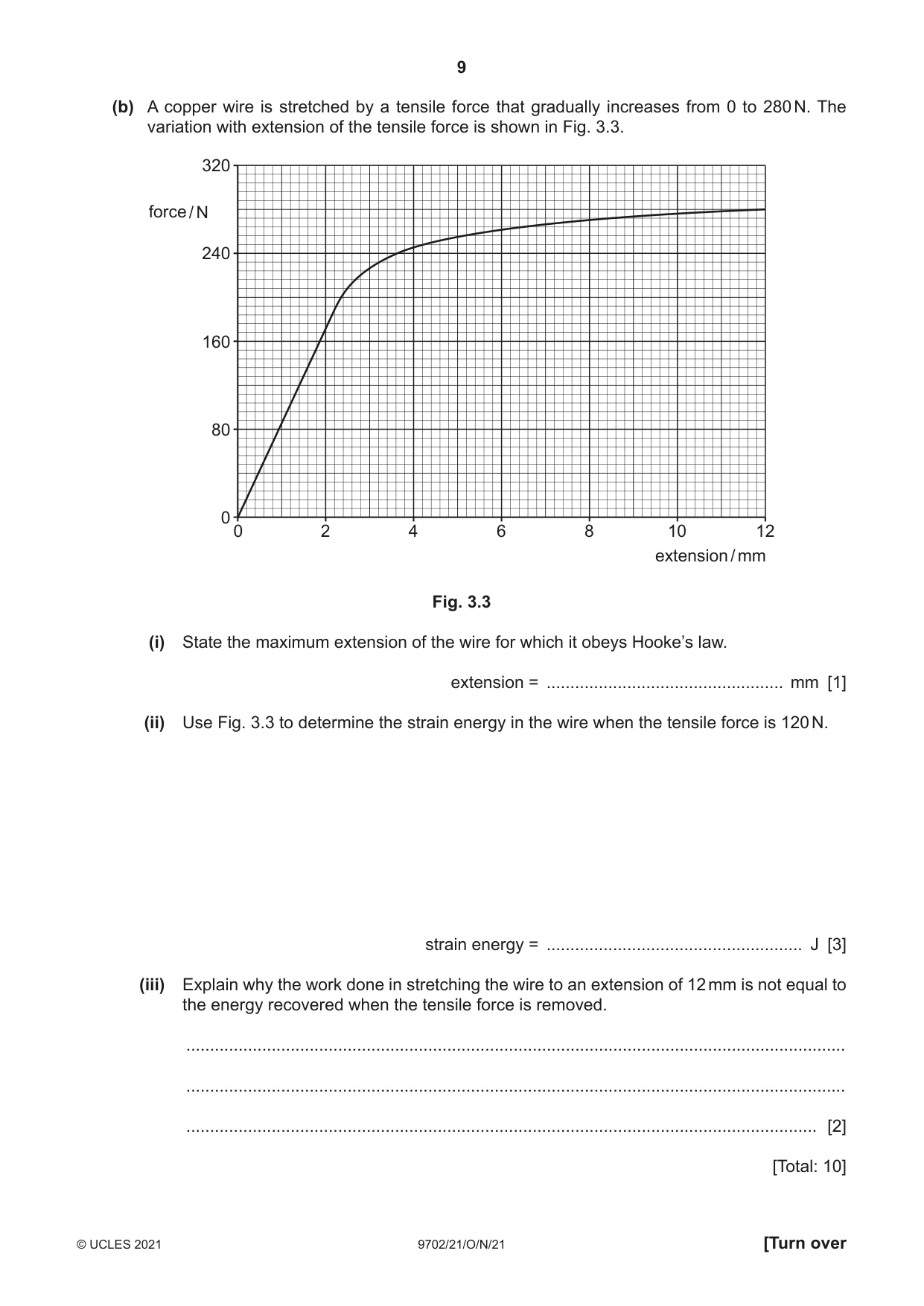 Cambridge A Level Physics 9702 2021 Oct/Nov Paper 2 · Variant 1 question paper, page 9 of 16