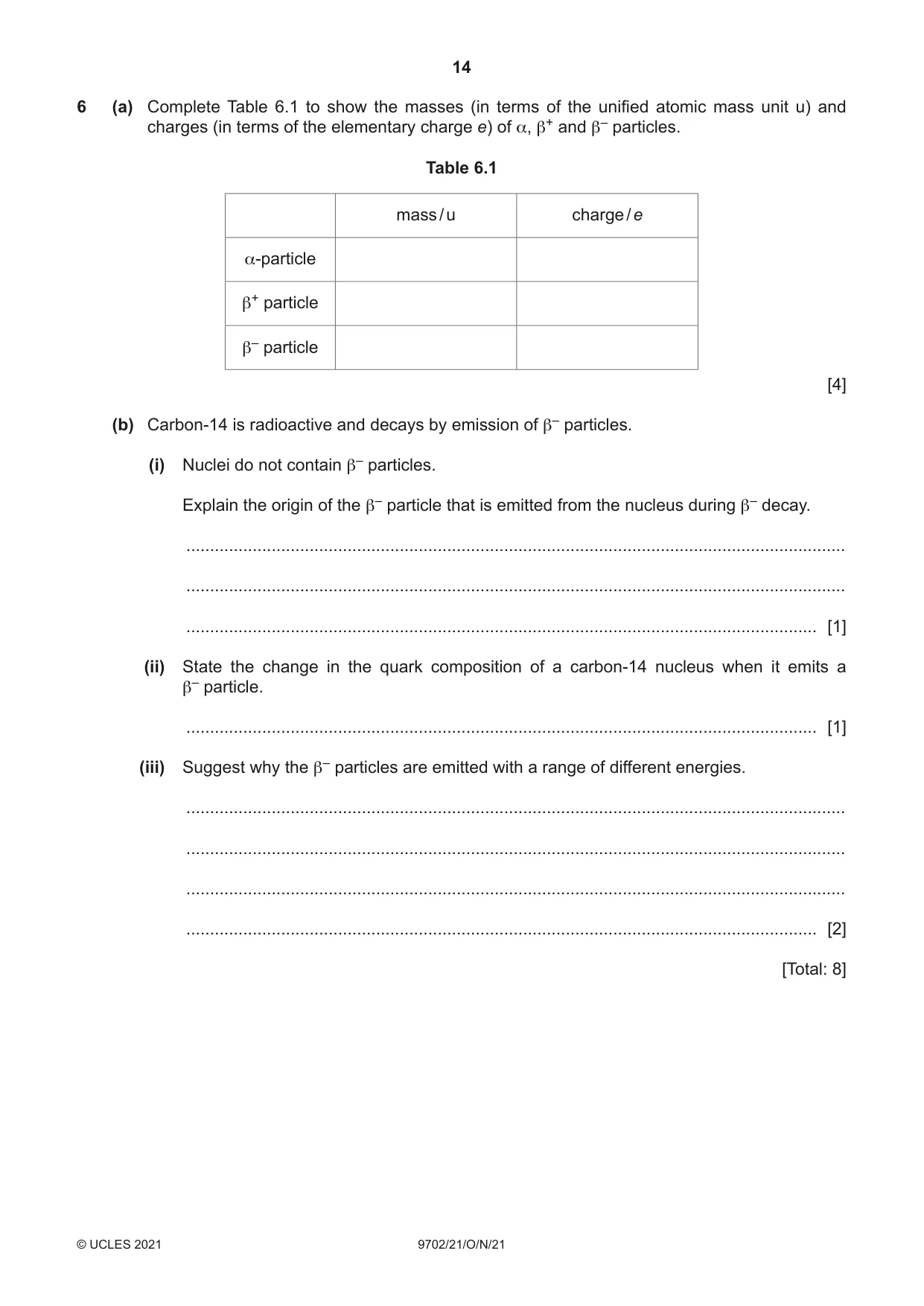 Cambridge A Level Physics 9702 2021 Oct/Nov Paper 2 · Variant 1 question paper, page 14 of 16