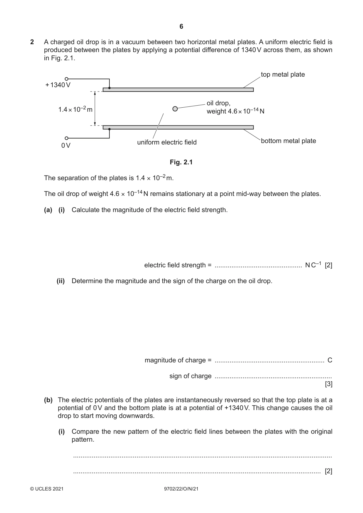 Cambridge A Level Physics 9702 2021 Oct/Nov Paper 2 · Variant 2 question paper, page 6 of 20