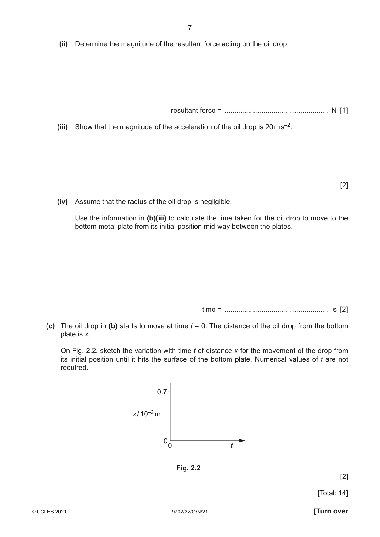 Cambridge A Level Physics 9702 2021 Oct/Nov Paper 2 · Variant 2 question paper, page 7 of 20