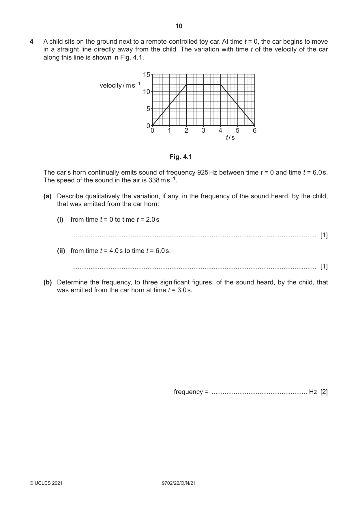 Cambridge A Level Physics 9702 2021 Oct/Nov Paper 2 · Variant 2 question paper, page 10 of 20