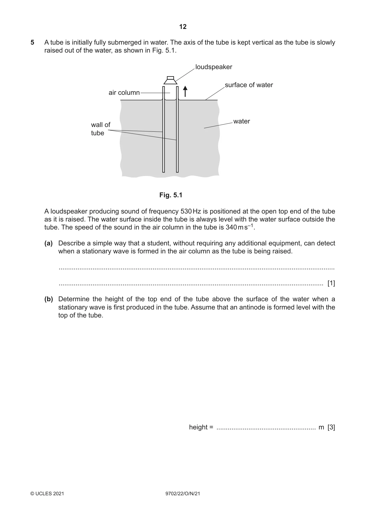 Cambridge A Level Physics 9702 2021 Oct/Nov Paper 2 · Variant 2 question paper, page 12 of 20