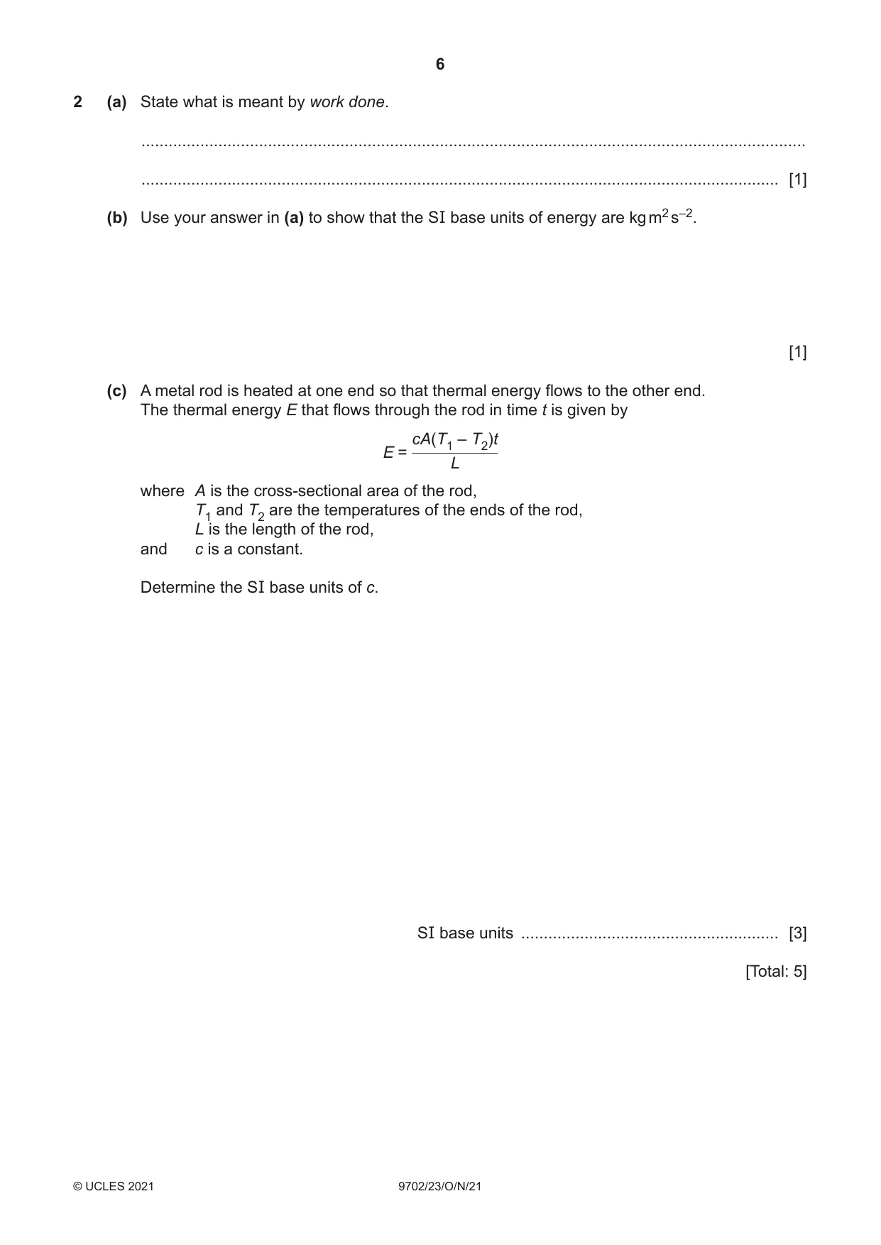 Cambridge A Level Physics 9702 2021 Oct/Nov Paper 2 · Variant 3 question paper, page 6 of 16