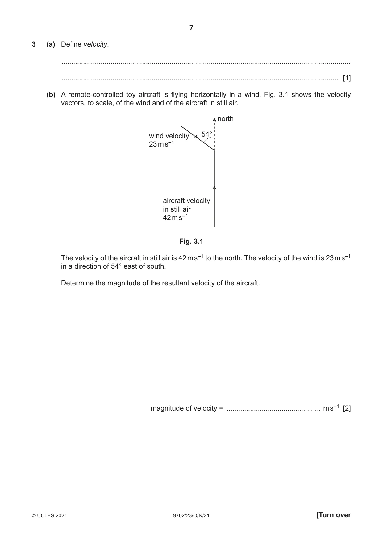 Cambridge A Level Physics 9702 2021 Oct/Nov Paper 2 · Variant 3 question paper, page 7 of 16