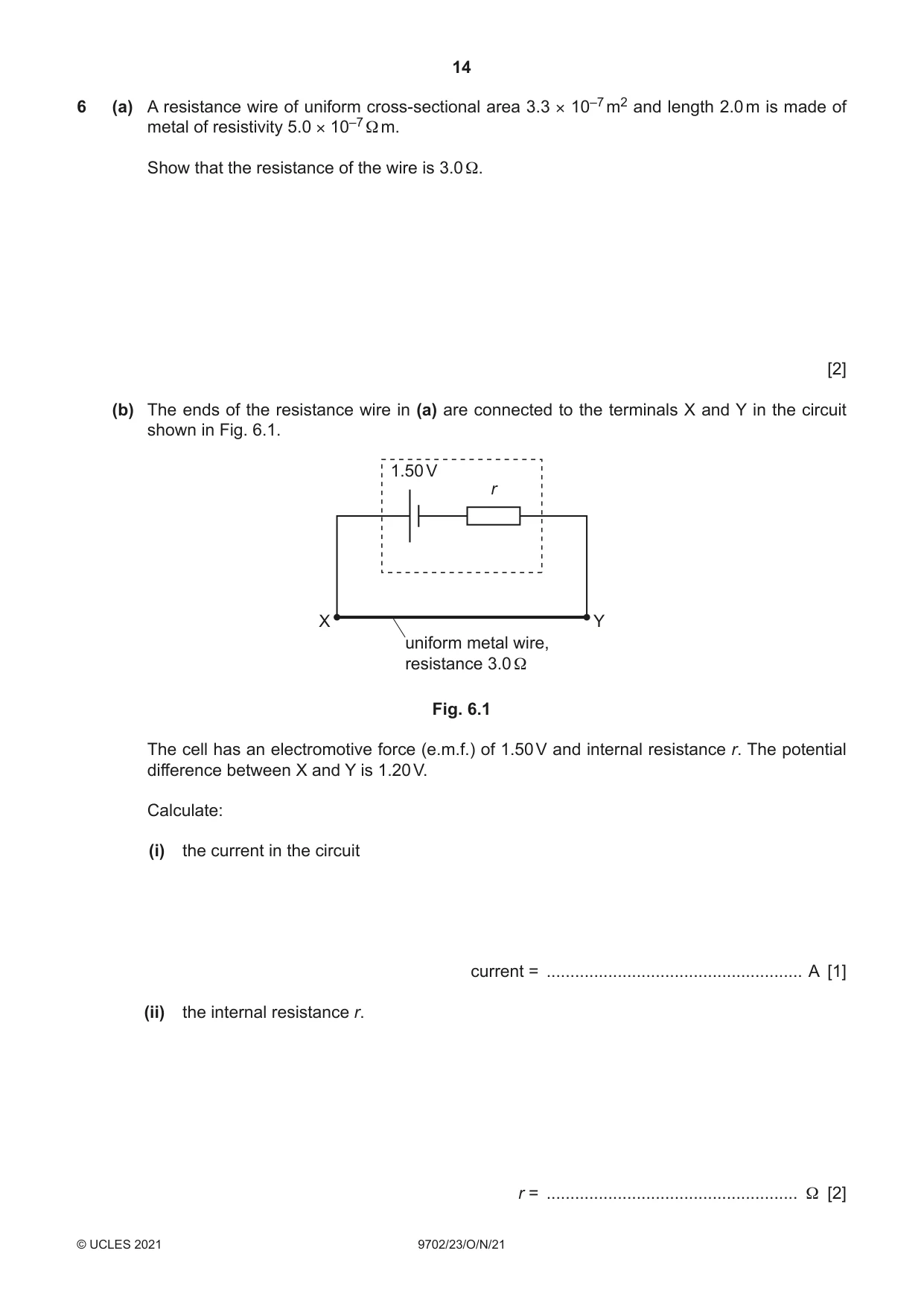Cambridge A Level Physics 9702 2021 Oct/Nov Paper 2 · Variant 3 question paper, page 14 of 16