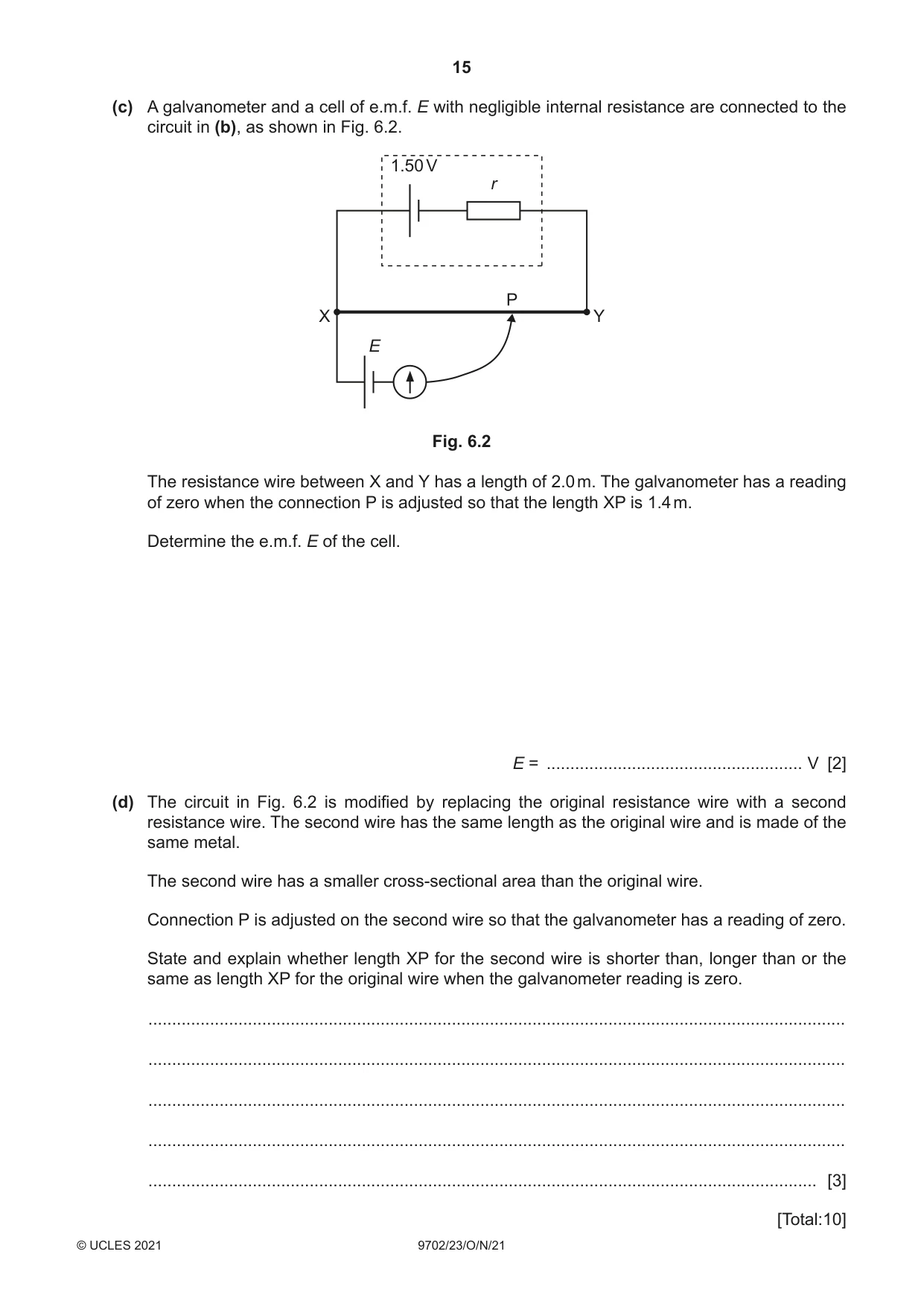 Cambridge A Level Physics 9702 2021 Oct/Nov Paper 2 · Variant 3 question paper, page 15 of 16