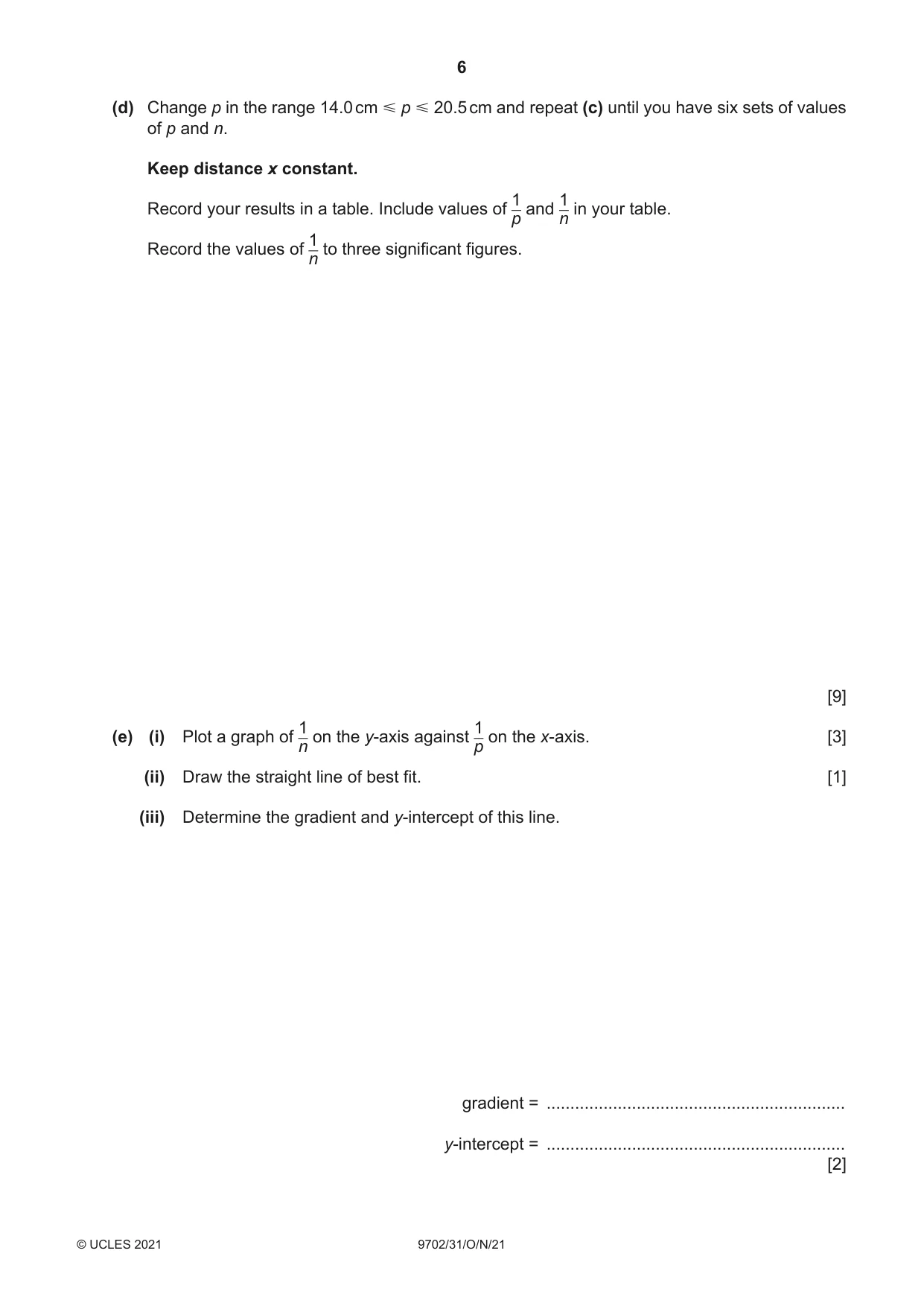 Cambridge A Level Physics 9702 2021 Oct/Nov Paper 3 · Variant 1 question paper, page 6 of 16