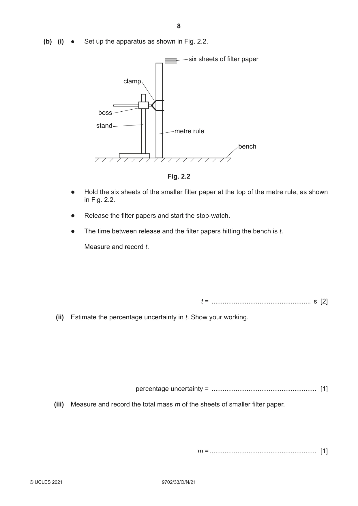 Cambridge A Level Physics 9702 2021 Oct/Nov Paper 3 · Variant 3 question paper, page 8 of 12