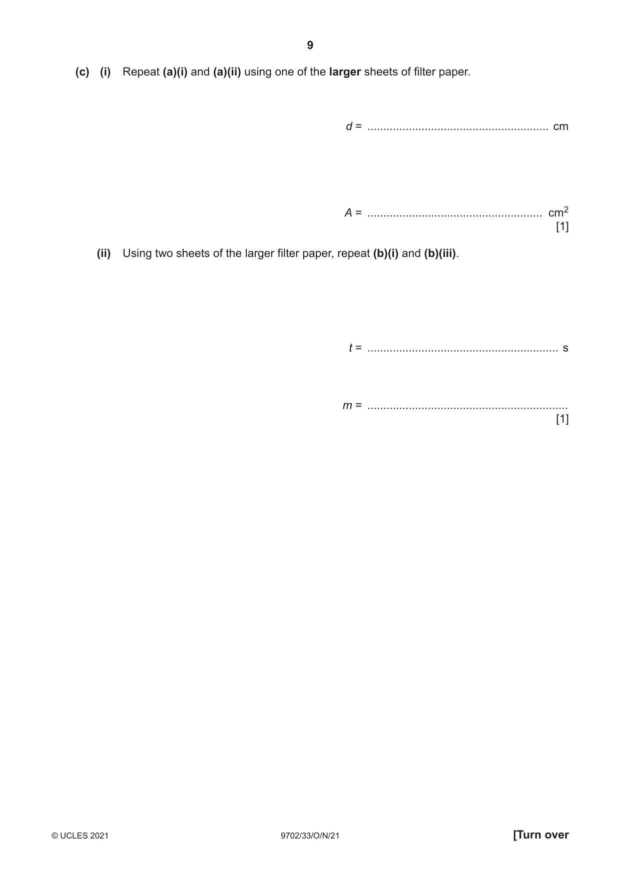 Cambridge A Level Physics 9702 2021 Oct/Nov Paper 3 · Variant 3 question paper, page 9 of 12