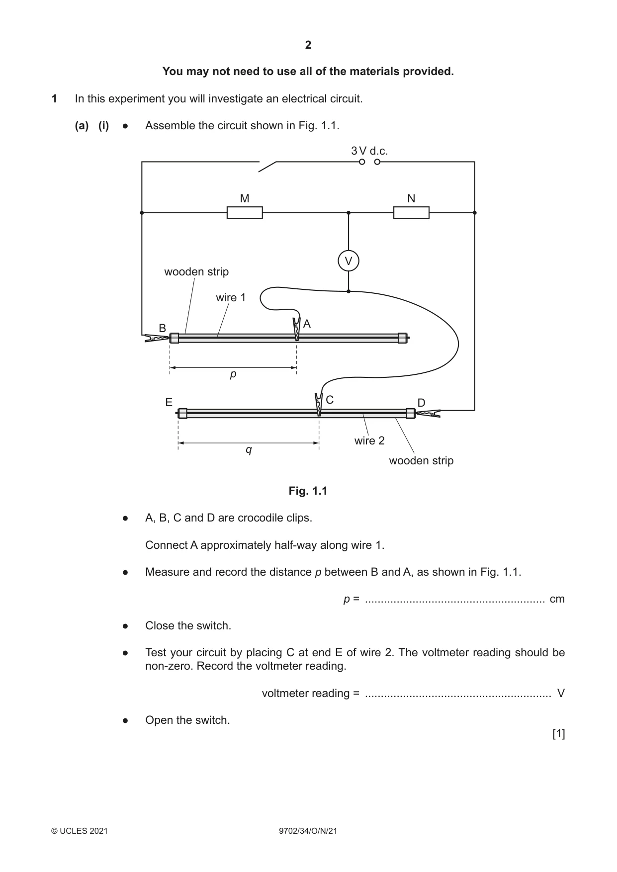 Cambridge A Level Physics 9702 2021 Oct/Nov Paper 3 · Variant 4 question paper, page 2 of 12