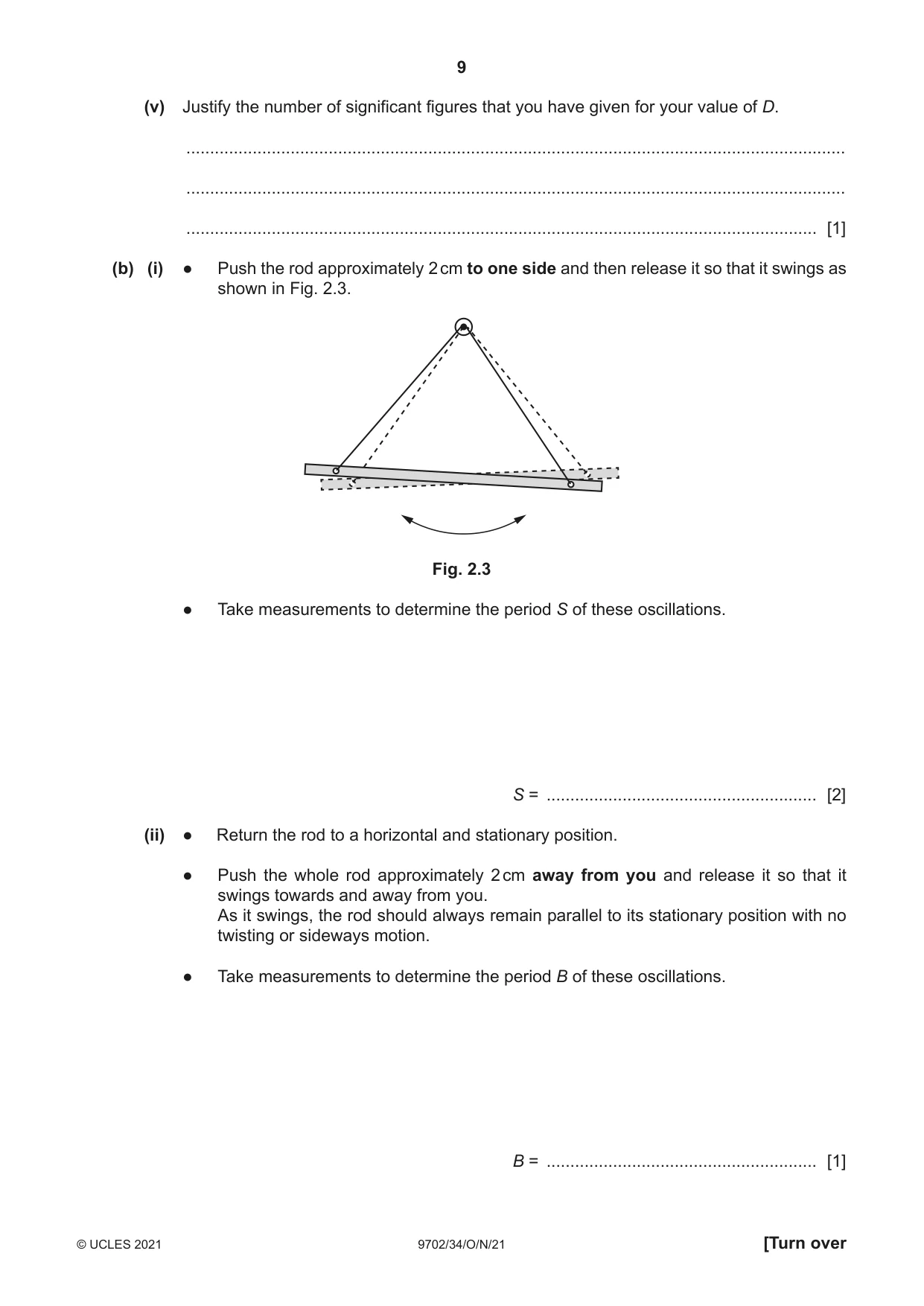 Cambridge A Level Physics 9702 2021 Oct/Nov Paper 3 · Variant 4 question paper, page 9 of 12