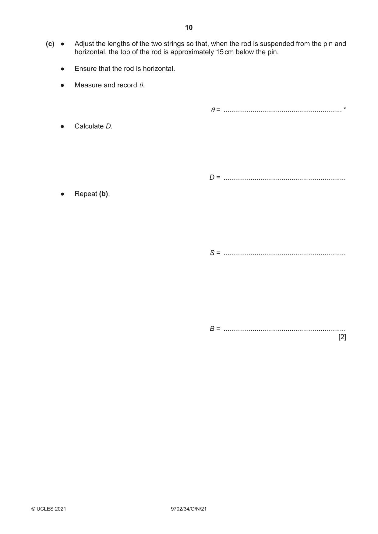 Cambridge A Level Physics 9702 2021 Oct/Nov Paper 3 · Variant 4 question paper, page 10 of 12