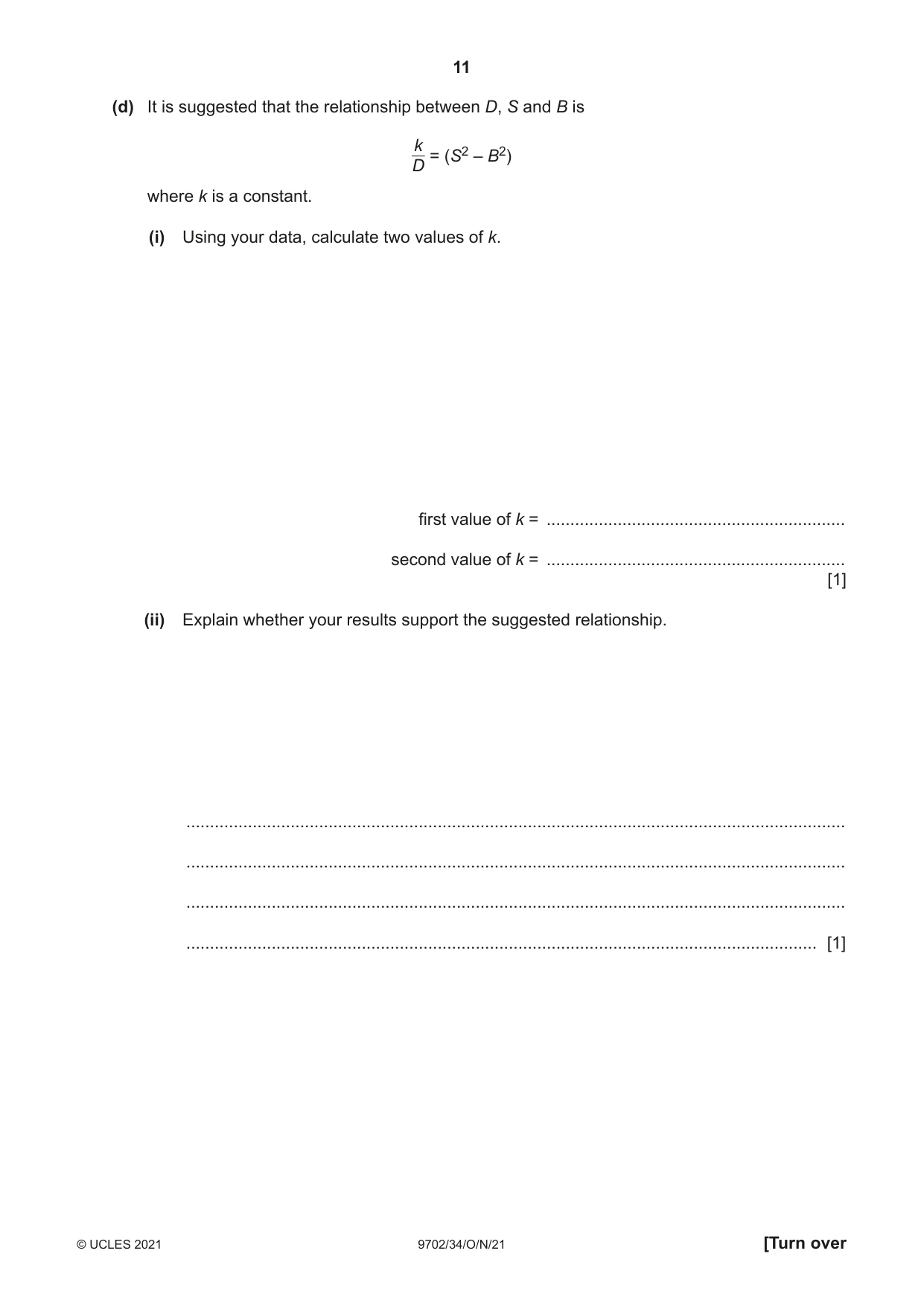 Cambridge A Level Physics 9702 2021 Oct/Nov Paper 3 · Variant 4 question paper, page 11 of 12