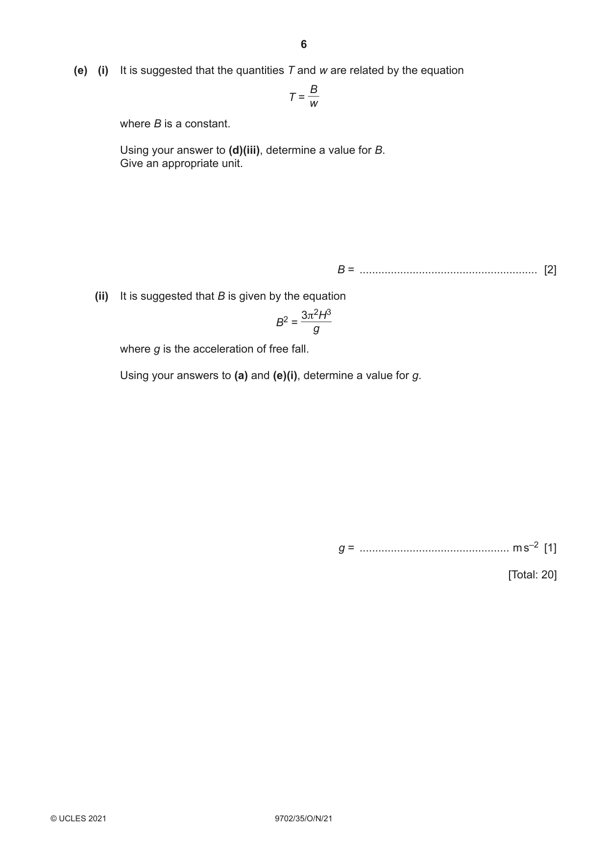 Cambridge A Level Physics 9702 2021 Oct/Nov Paper 3 · Variant 5 question paper, page 6 of 12