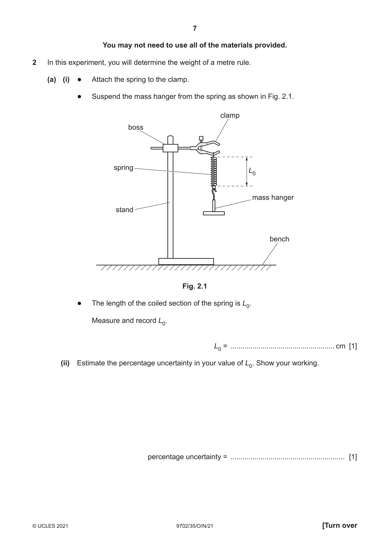 Cambridge A Level Physics 9702 2021 Oct/Nov Paper 3 · Variant 5 question paper, page 7 of 12