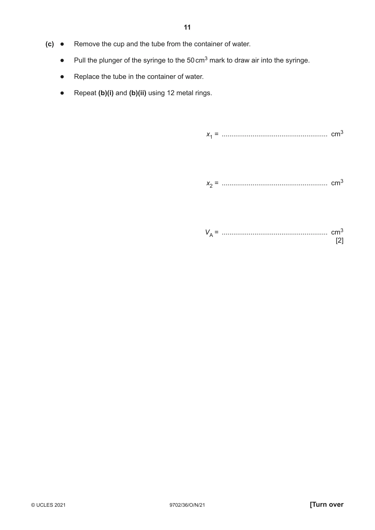 Cambridge A Level Physics 9702 2021 Oct/Nov Paper 3 · Variant 6 question paper, page 11 of 16