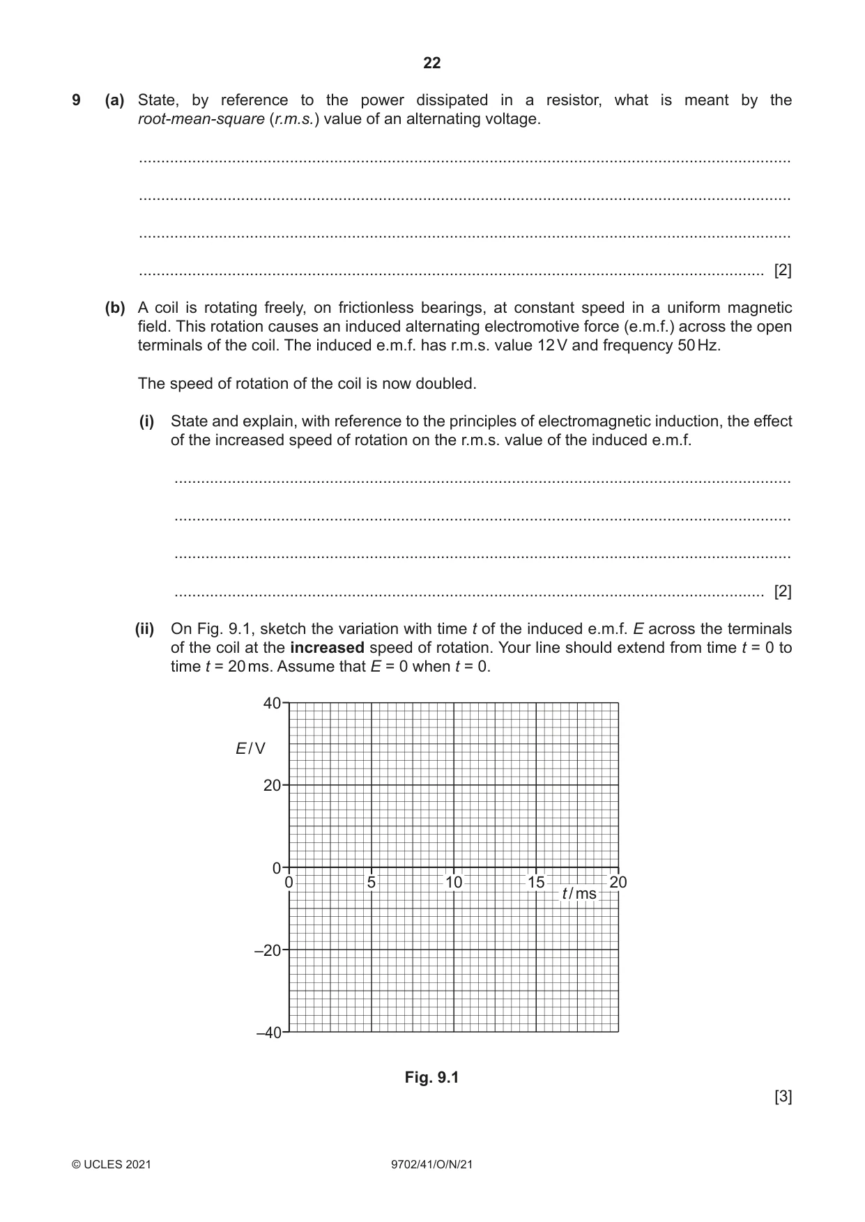 Cambridge A Level Physics 9702 2021 Oct/Nov Paper 4 · Variant 1 question paper, page 22 of 28