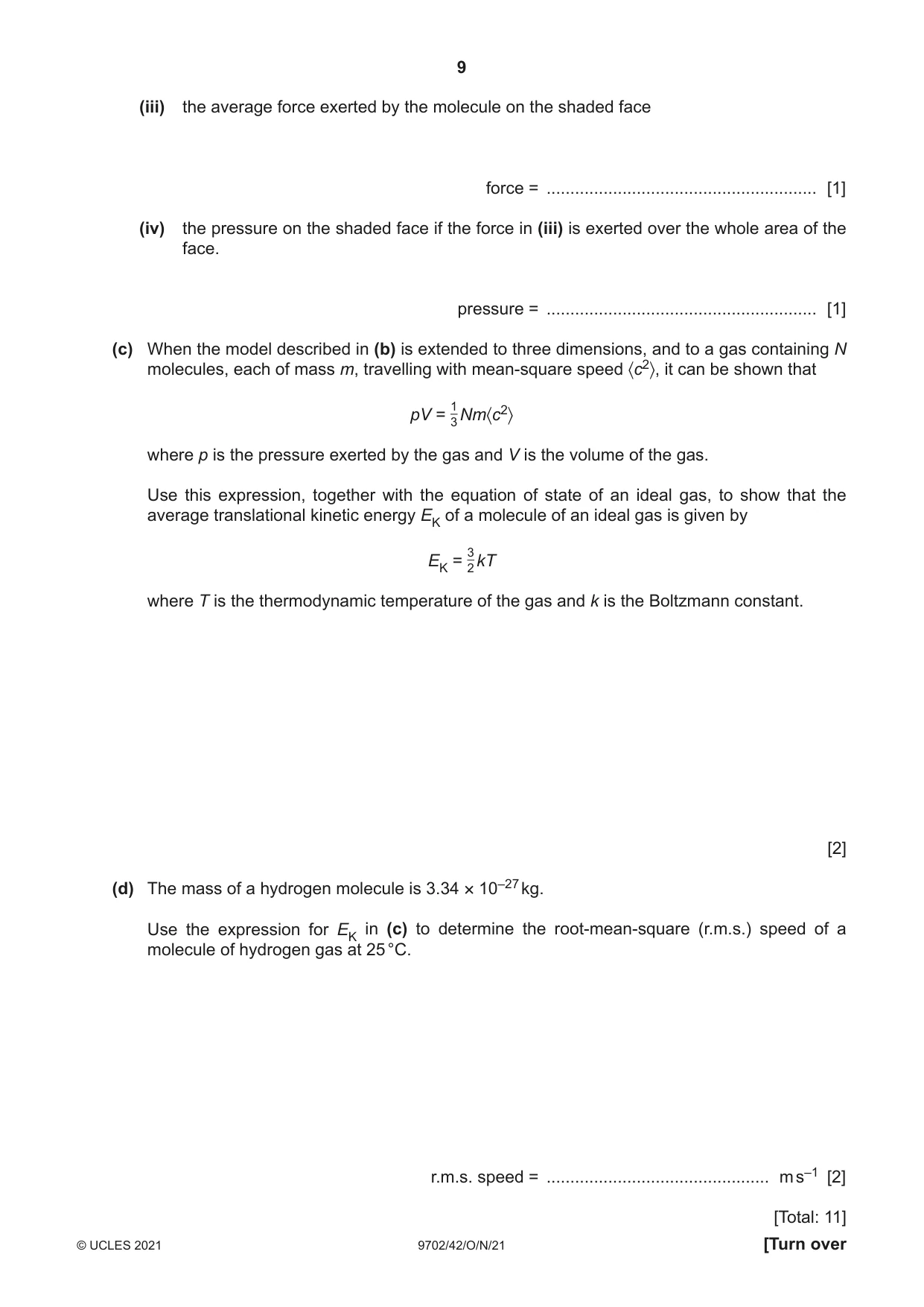 Cambridge A Level Physics 9702 2021 Oct/Nov Paper 4 · Variant 2 question paper, page 9 of 24