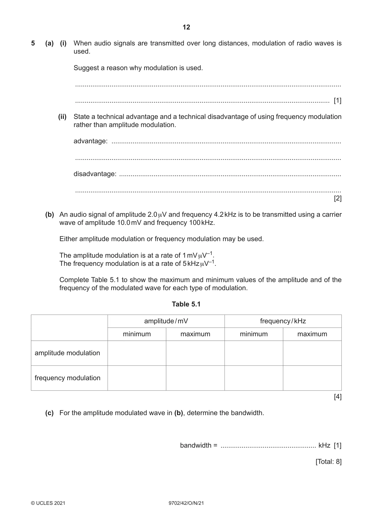 Cambridge A Level Physics 9702 2021 Oct/Nov Paper 4 · Variant 2 question paper, page 12 of 24