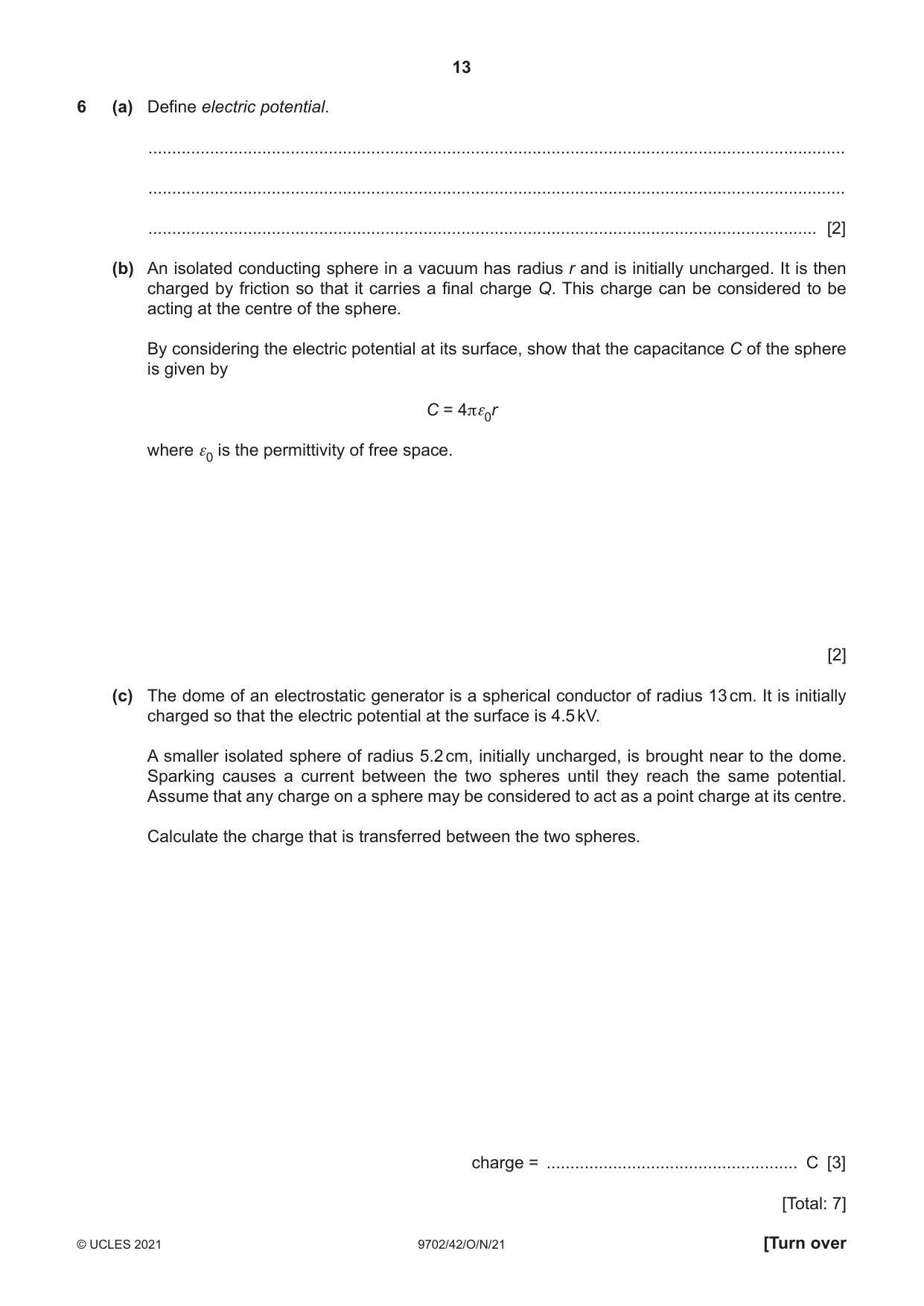 Cambridge A Level Physics 9702 2021 Oct/Nov Paper 4 · Variant 2 question paper, page 13 of 24