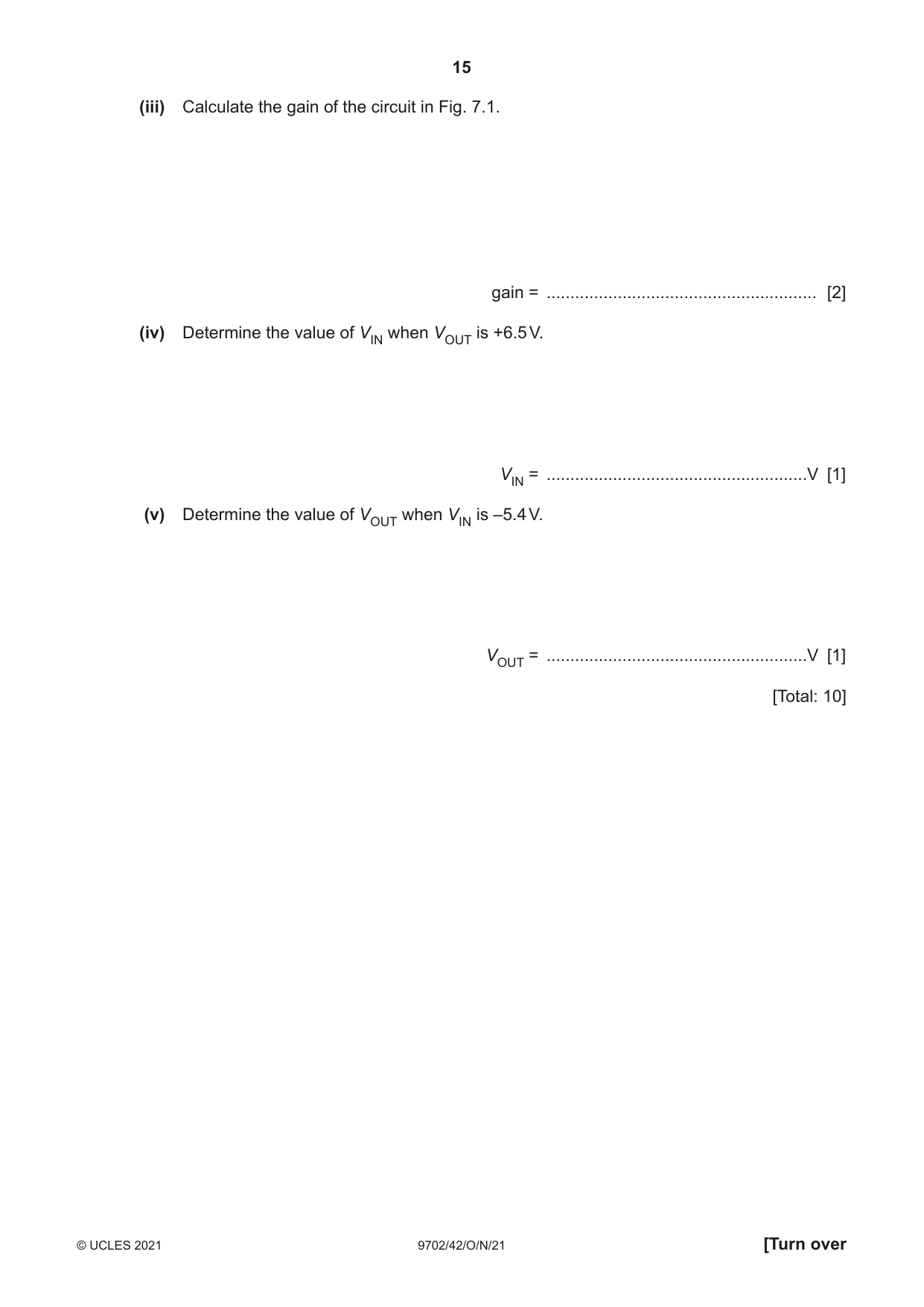 Cambridge A Level Physics 9702 2021 Oct/Nov Paper 4 · Variant 2 question paper, page 15 of 24