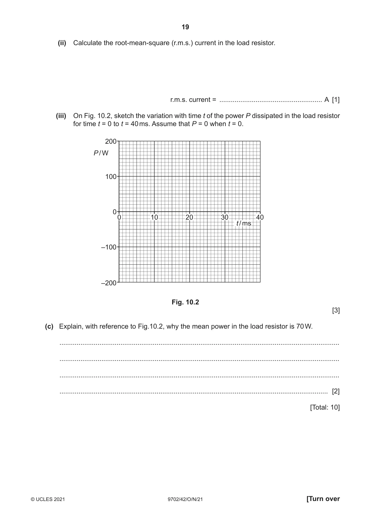 Cambridge A Level Physics 9702 2021 Oct/Nov Paper 4 · Variant 2 question paper, page 19 of 24