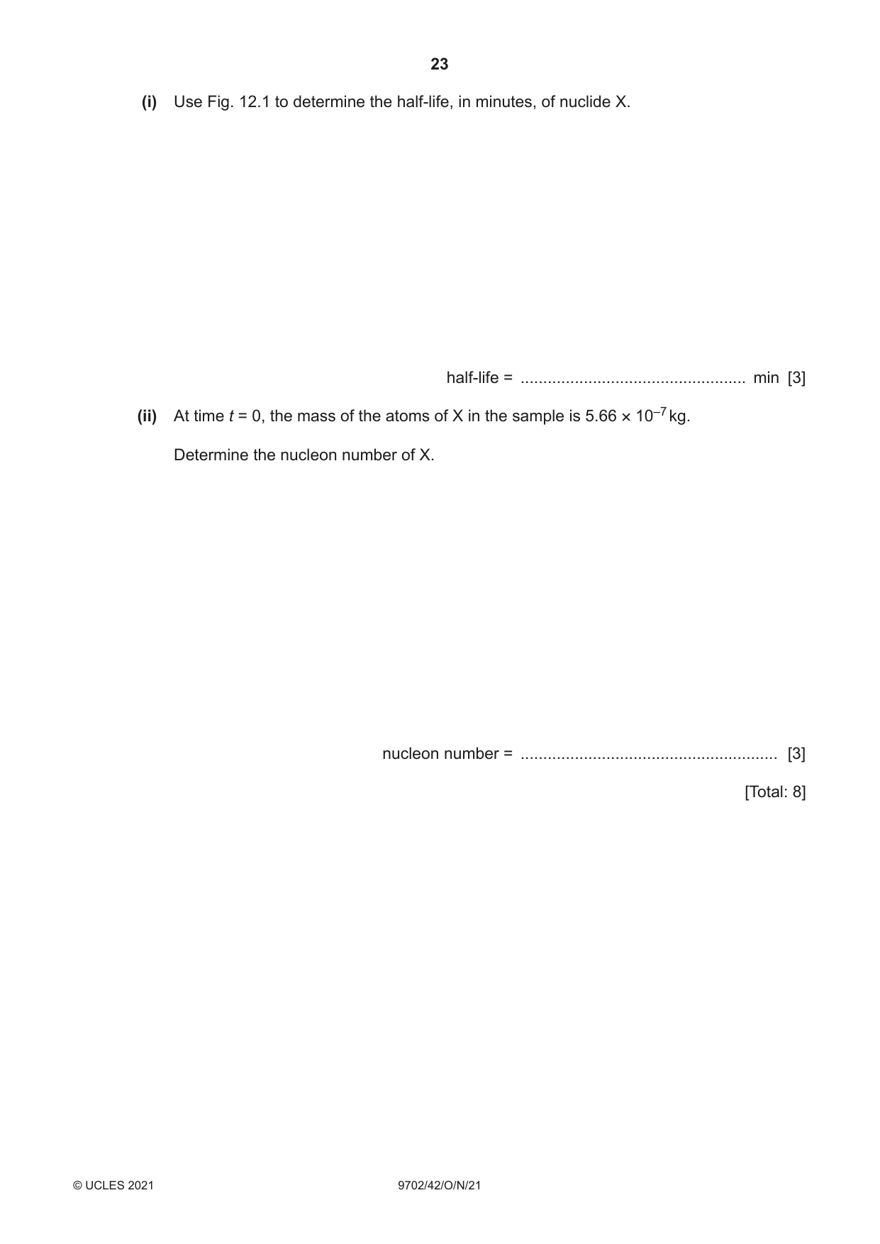 Cambridge A Level Physics 9702 2021 Oct/Nov Paper 4 · Variant 2 question paper, page 23 of 24
