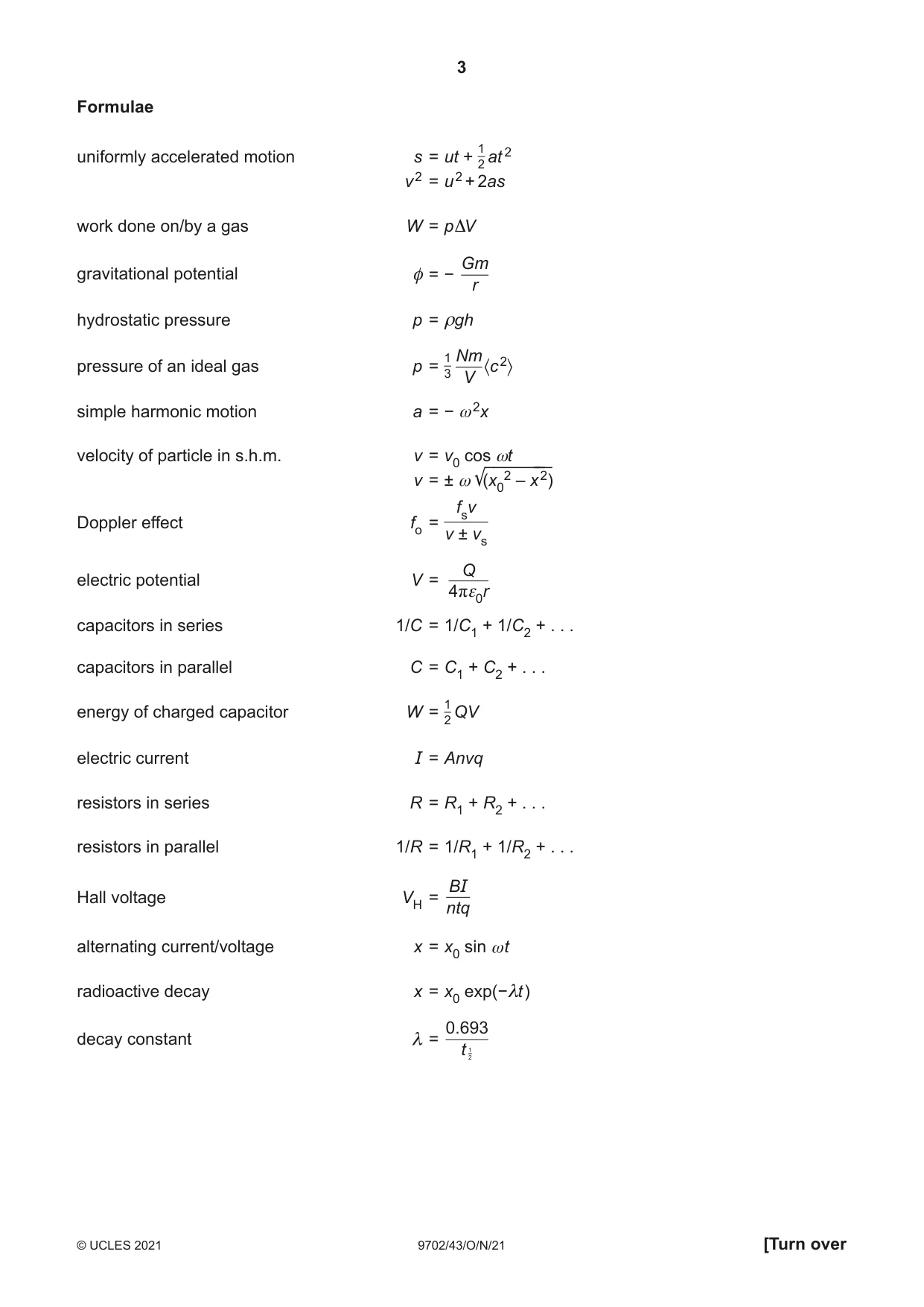 Cambridge A Level Physics 9702 2021 Oct/Nov Paper 4 · Variant 3 question paper, page 3 of 28