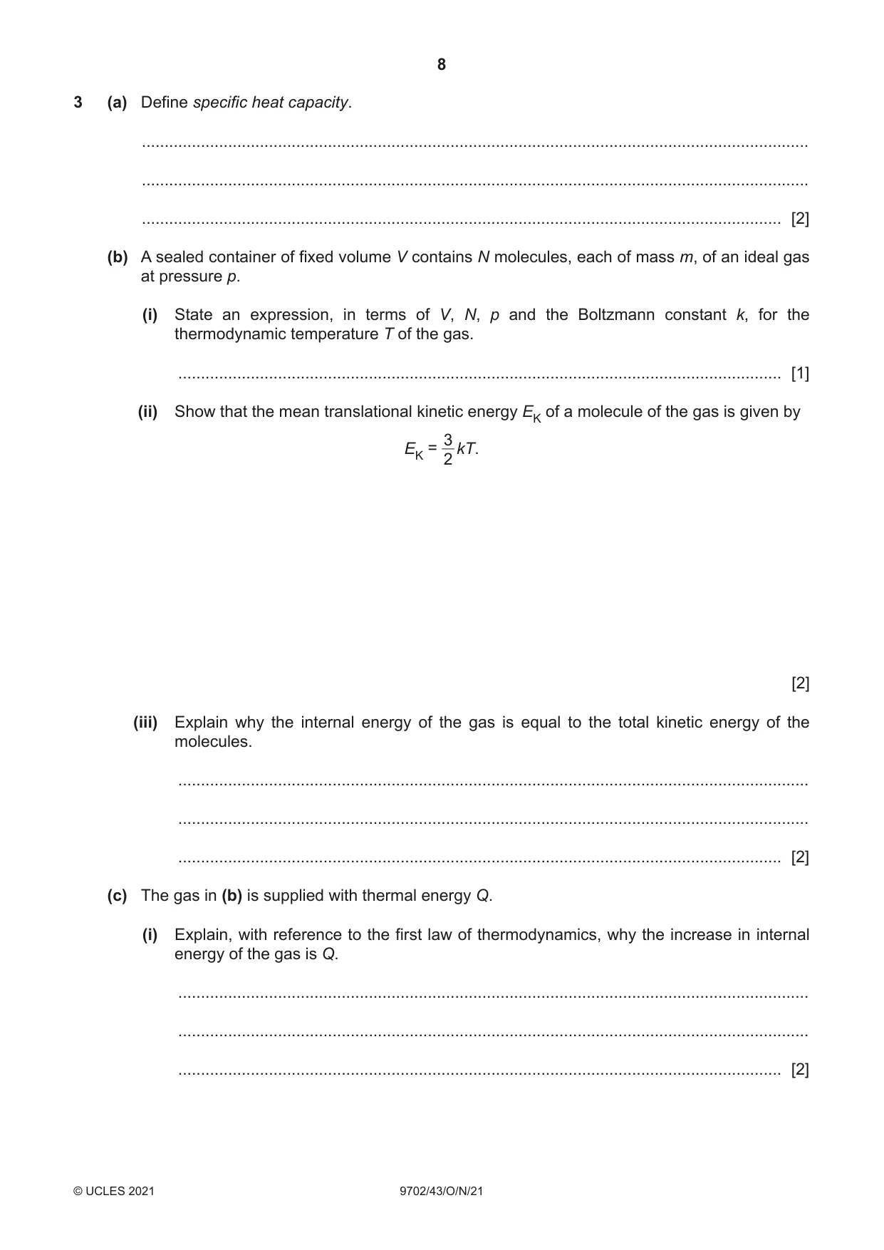 Cambridge A Level Physics 9702 2021 Oct/Nov Paper 4 · Variant 3 question paper, page 8 of 28