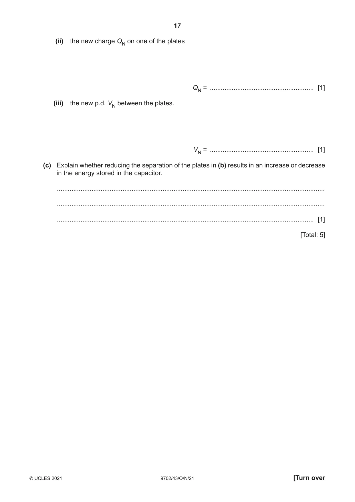 Cambridge A Level Physics 9702 2021 Oct/Nov Paper 4 · Variant 3 question paper, page 17 of 28