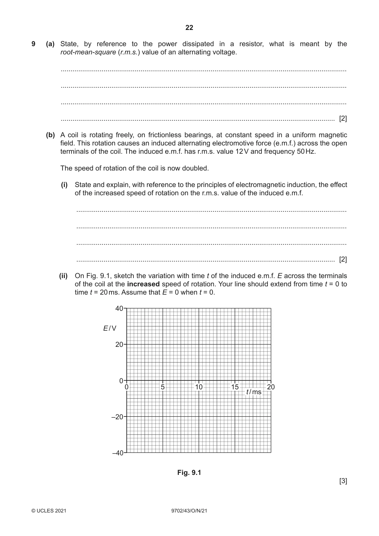 Cambridge A Level Physics 9702 2021 Oct/Nov Paper 4 · Variant 3 question paper, page 22 of 28