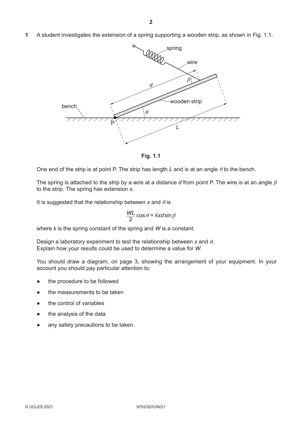 Cambridge A Level Physics 9702 2021 Oct/Nov Paper 5 · Variant 2 question paper, page 2 of 8