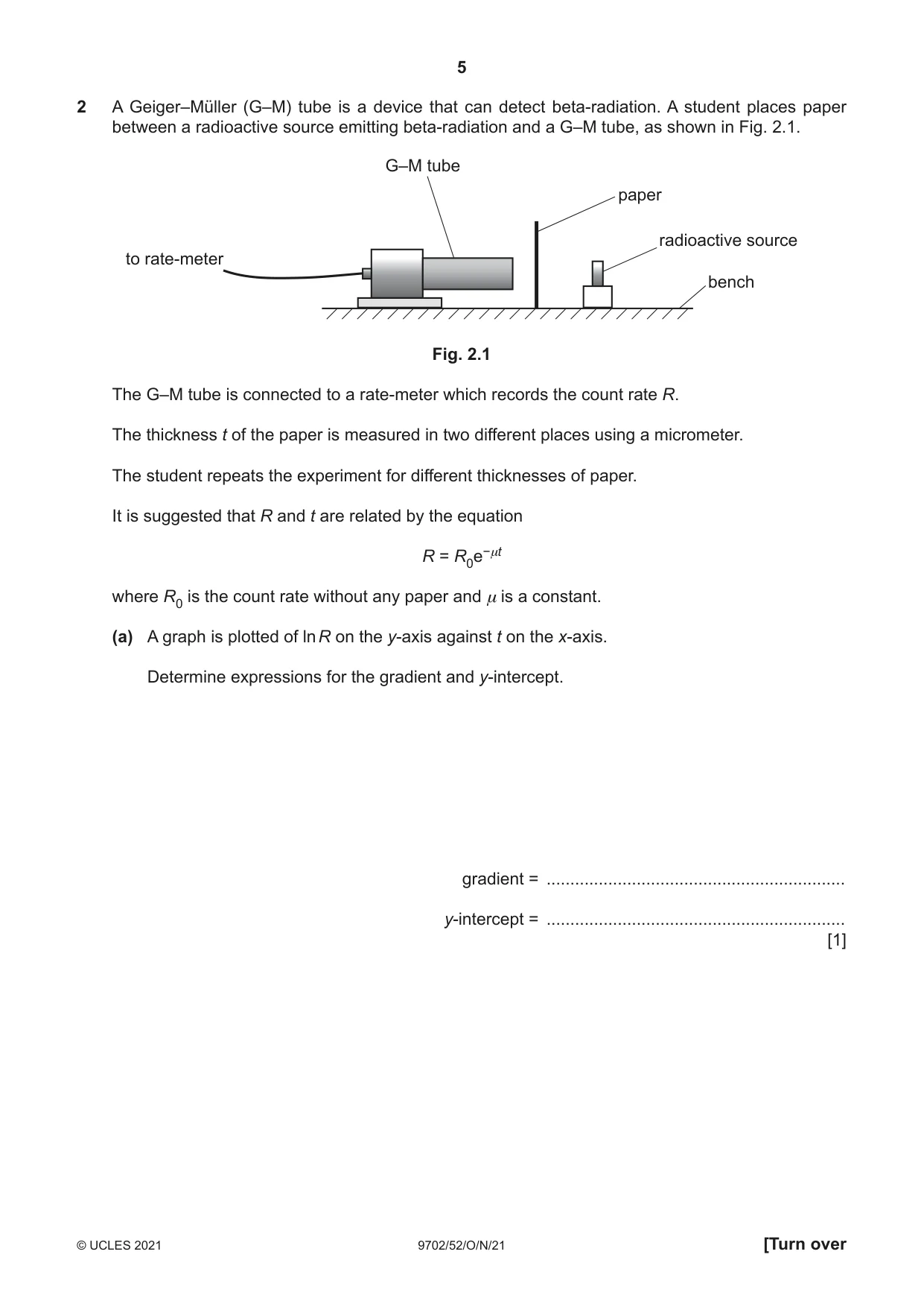 Cambridge A Level Physics 9702 2021 Oct/Nov Paper 5 · Variant 2 question paper, page 5 of 8