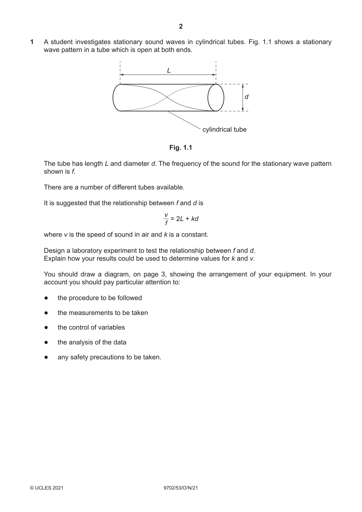 Cambridge A Level Physics 9702 2021 Oct/Nov Paper 5 · Variant 3 question paper, page 2 of 8