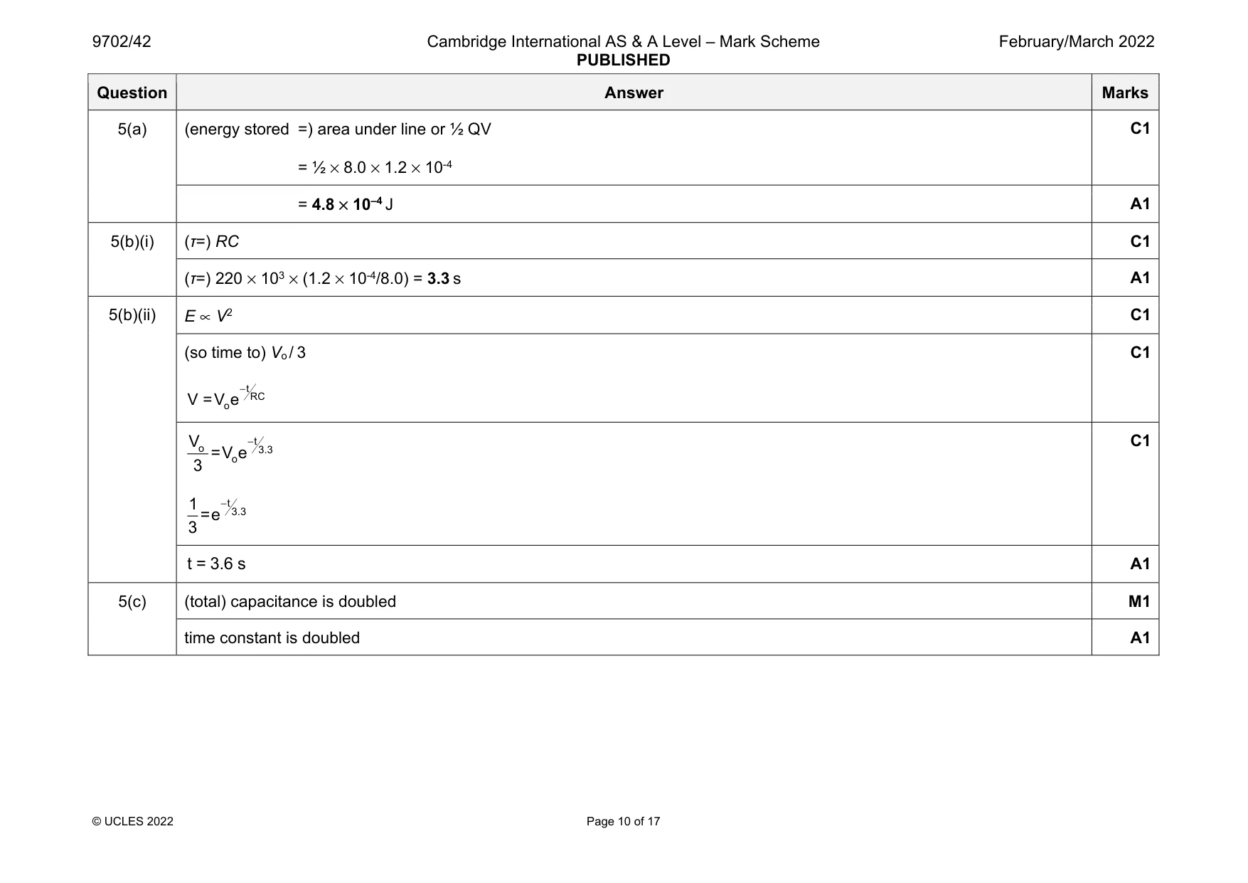Mark scheme, page 10 of 17