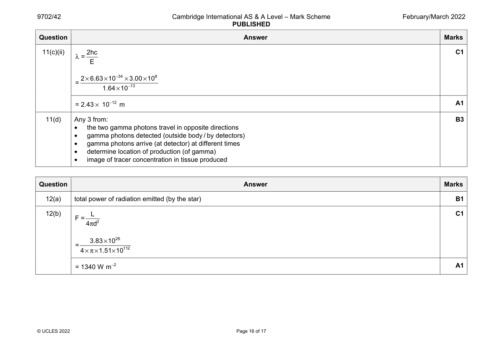 Mark scheme, page 16 of 17