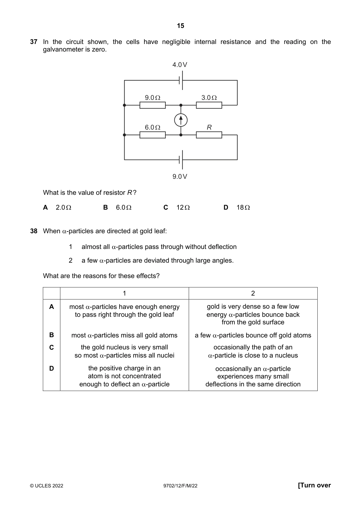 Cambridge A Level Physics 9702 2022 Feb/March Paper 1 · Variant 2 question paper, page 15 of 16