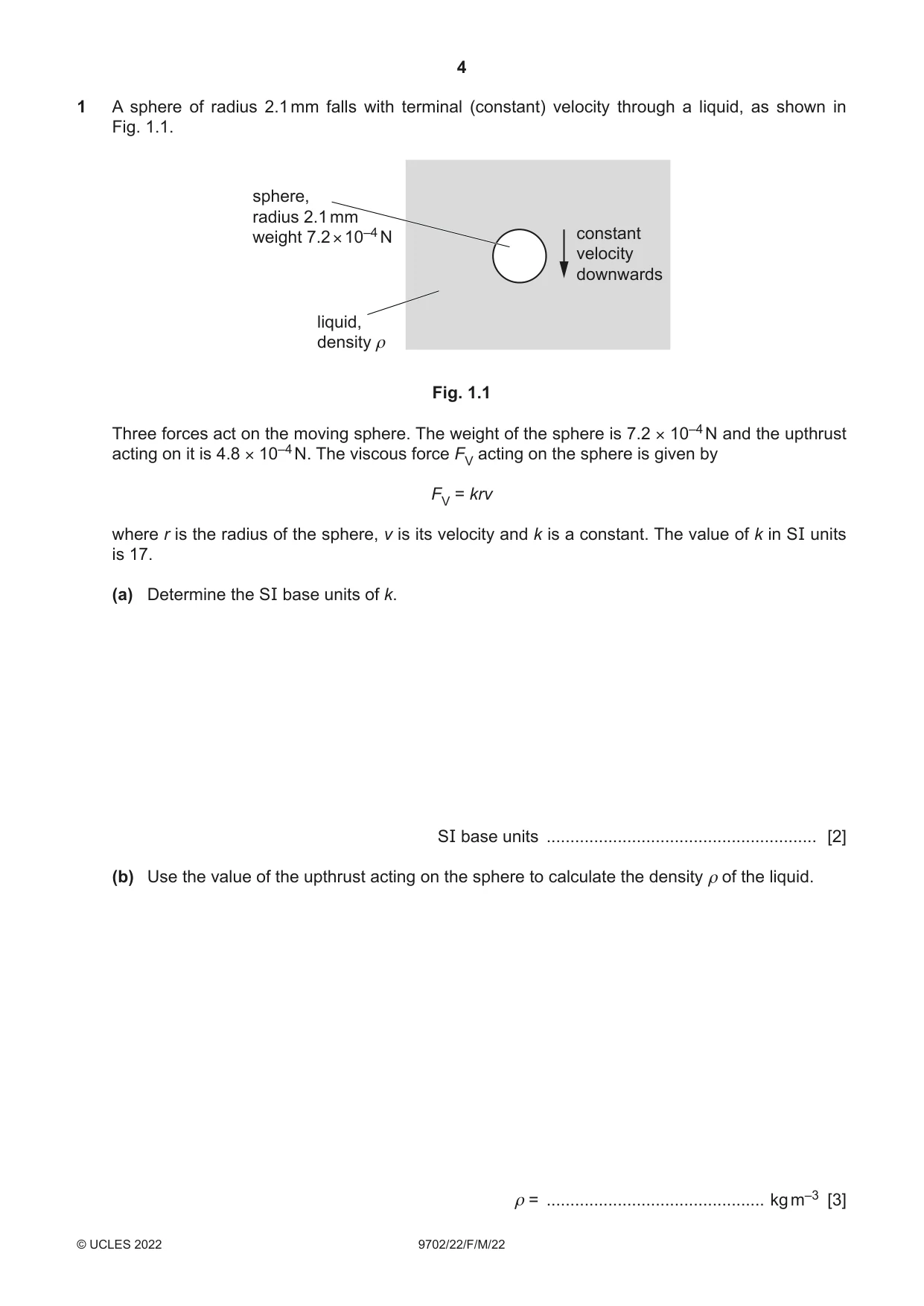 Cambridge A Level Physics 9702 2022 Feb/March Paper 2 · Variant 2 question paper, page 4 of 20
